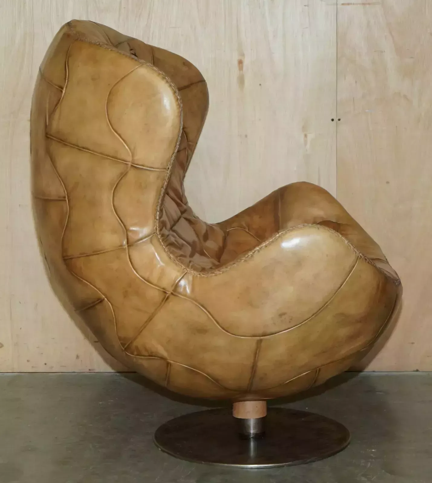 9500.0 Pele Tribeca Brown Leather Armchair & Footstool By Marcon & Giulio Mantellassi photo