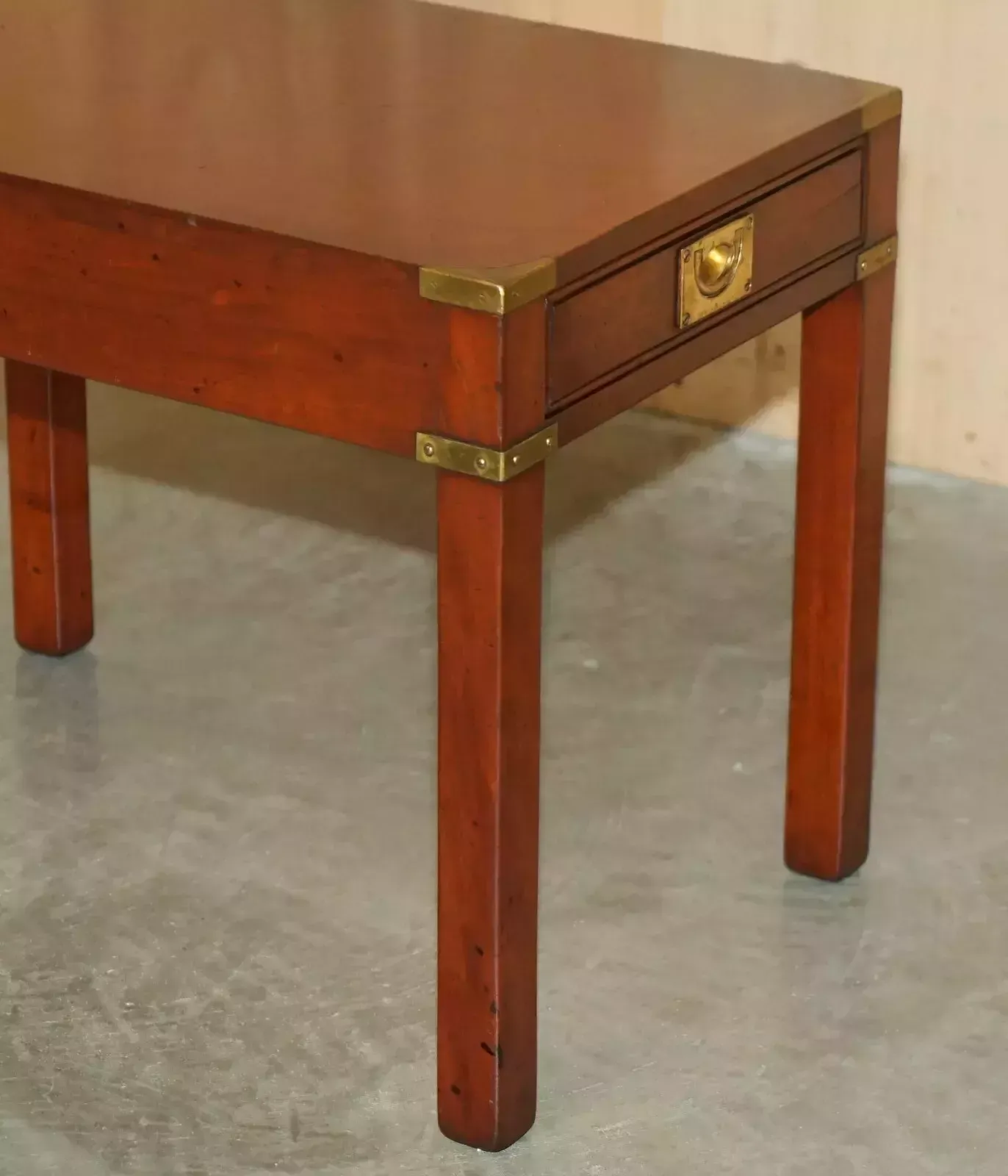 photo for sale Fine Pair Of Harrods London Kennedy Military Campaign Side End Lamp Wine Tables