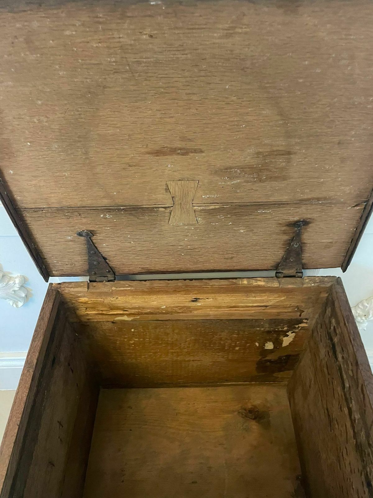 Antique Queen Anne Quality Oak Box Chest photo for sale