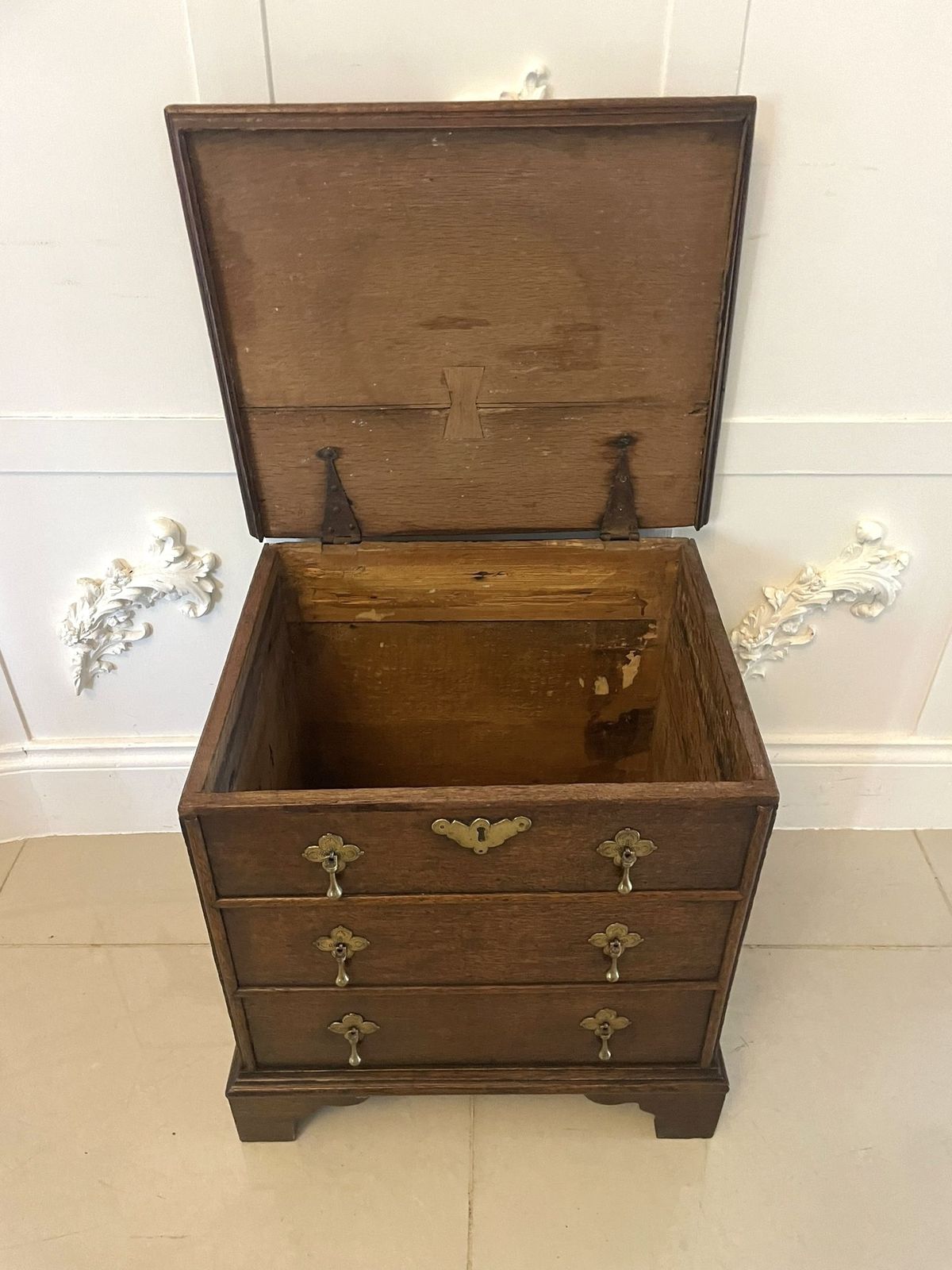 Antique Queen Anne Quality Oak Box Chest photo 1495.0