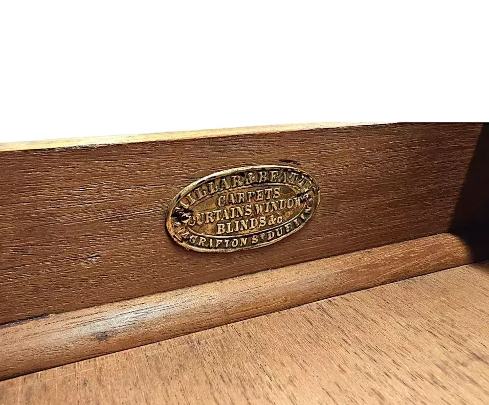 A Very Rare Late 19th Century Inlaid Leather Top Kidney Shape Desk Labelled 'Millar And Beatty Dublin' photo 4243.6788