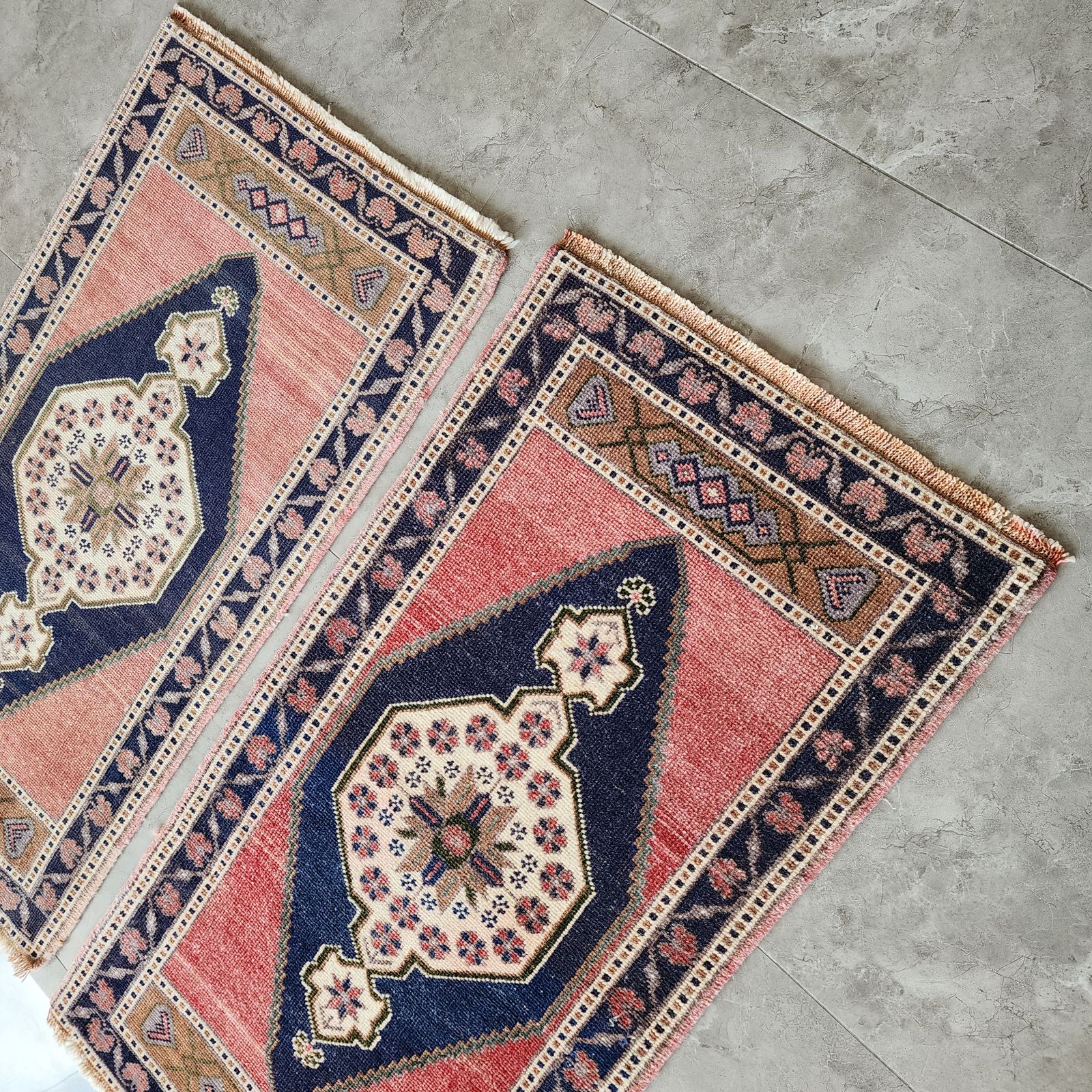 1970s Oushak Wool Small Hand Knotted Turkish Rug   A Pair photo Textiles