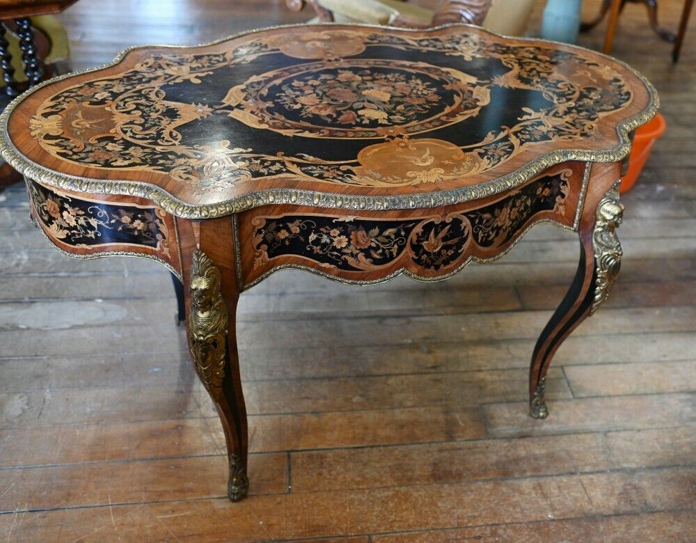 Furniture Napoleon III Centre Table Inlay Violin Form photo