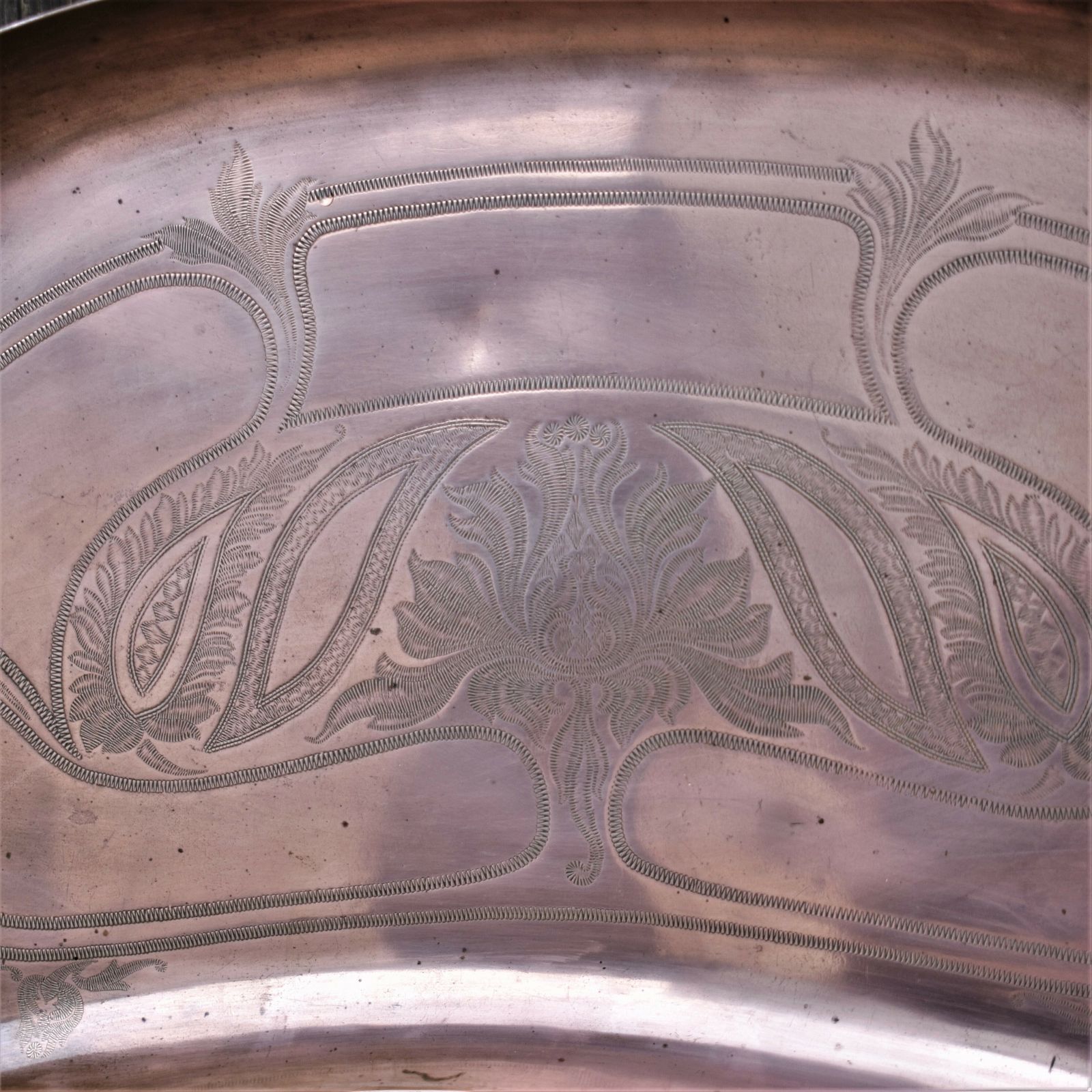 Antique Art And Crafts Joseph Sankey Engraved Copper Tray Newlyn Style Charger photo Home Decor