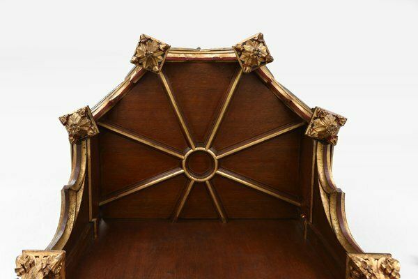 French Neo Gothic Polychrome And Gilt Wooden Church Steeple With Niche For Saint Statue, 1800s photo vintage