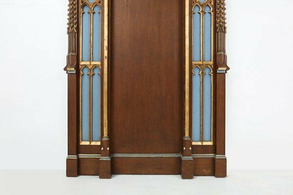 photo for sale French Neo Gothic Polychrome And Gilt Wooden Church Steeple With Niche For Saint Statue, 1800s