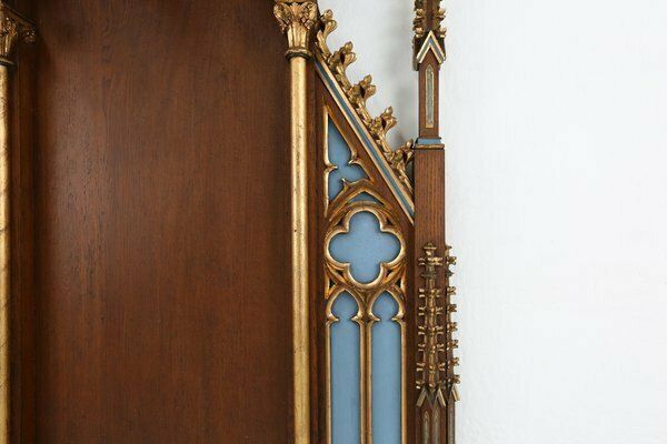 Home Decor French Neo Gothic Polychrome And Gilt Wooden Church Steeple With Niche For Saint Statue, 1800s photo