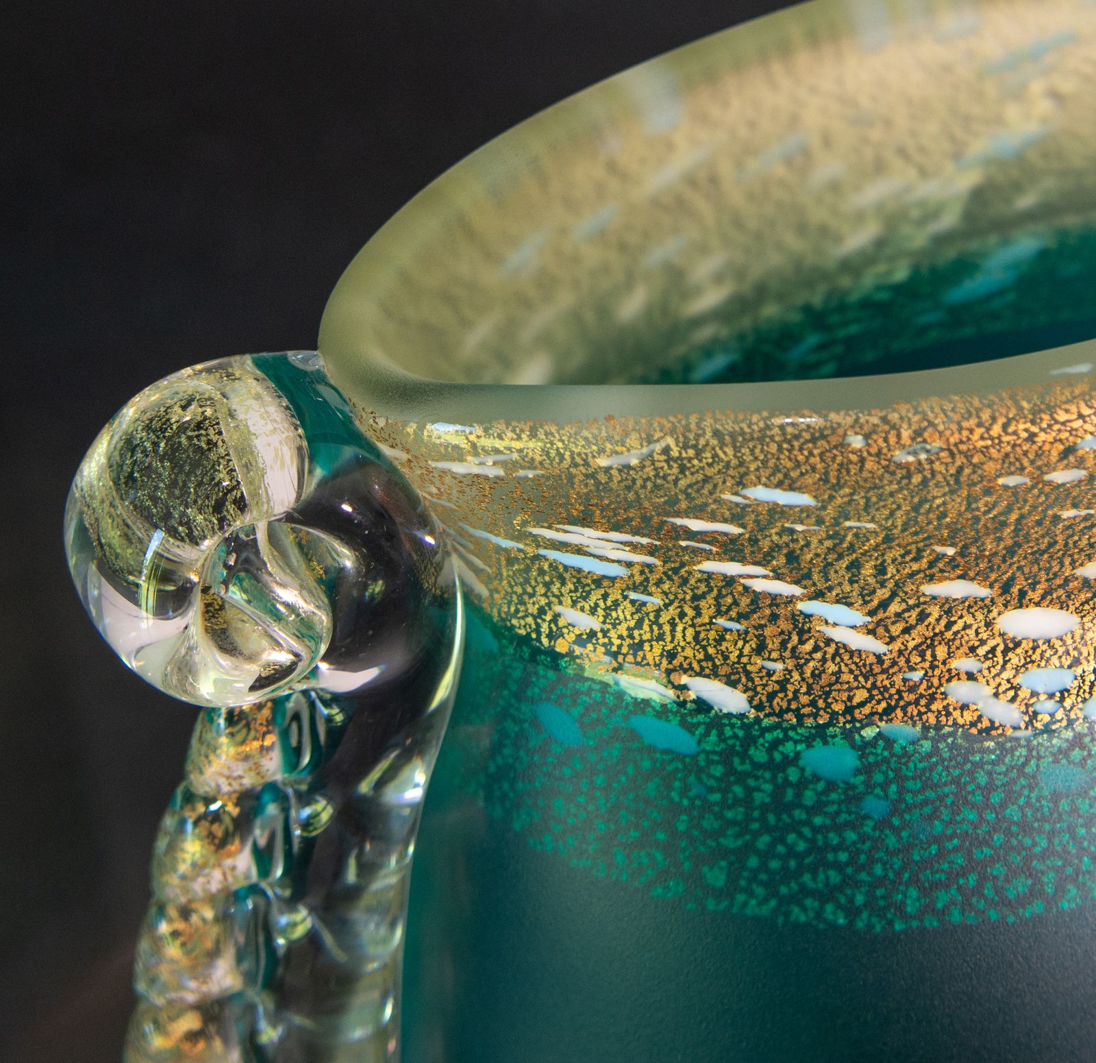 photo furniture Japanese Green Art Glass Vase By Kuniaki Kuroki Heisei Period