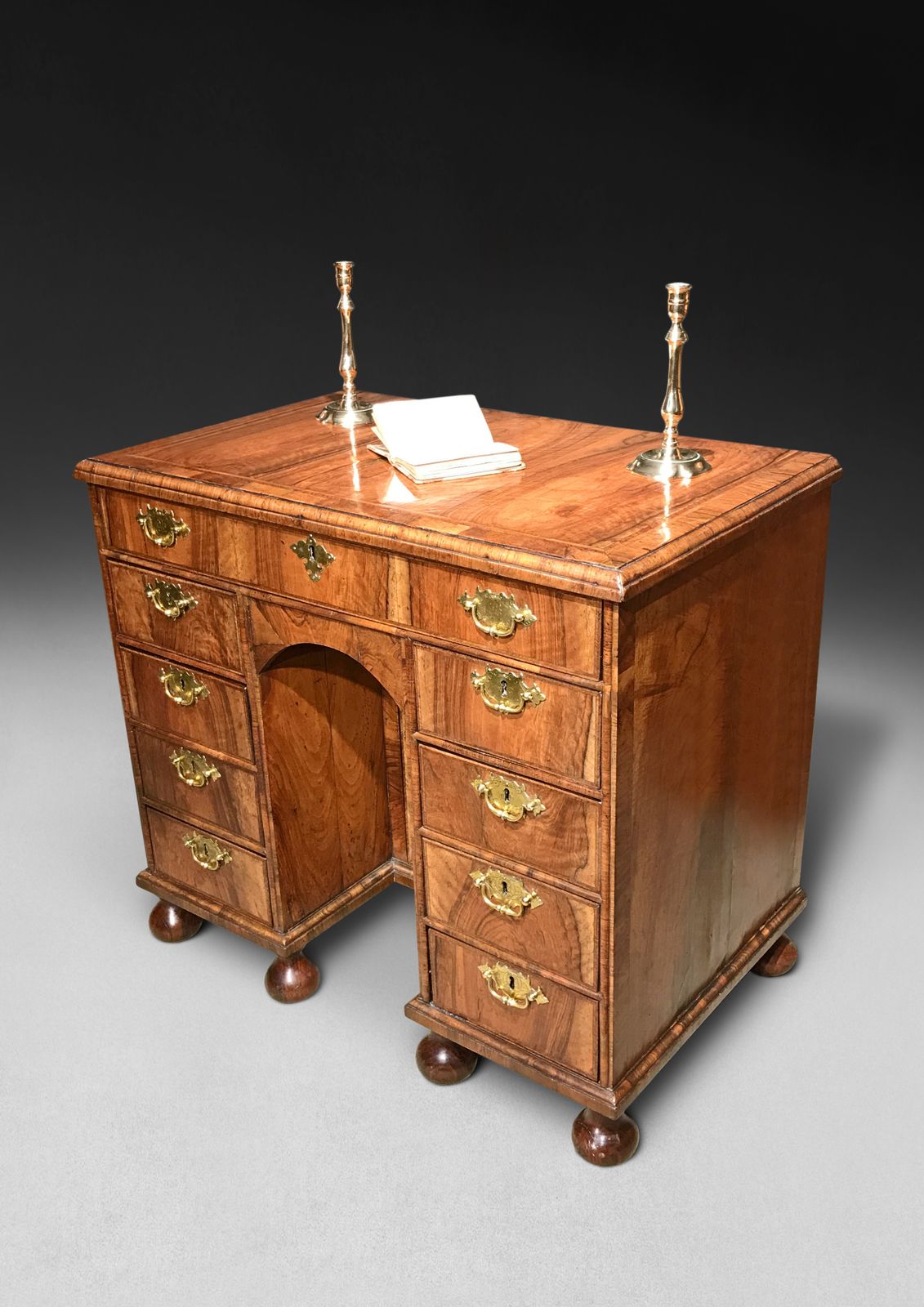 William And Mary Period Walnut Kneehole Desk photo for sale