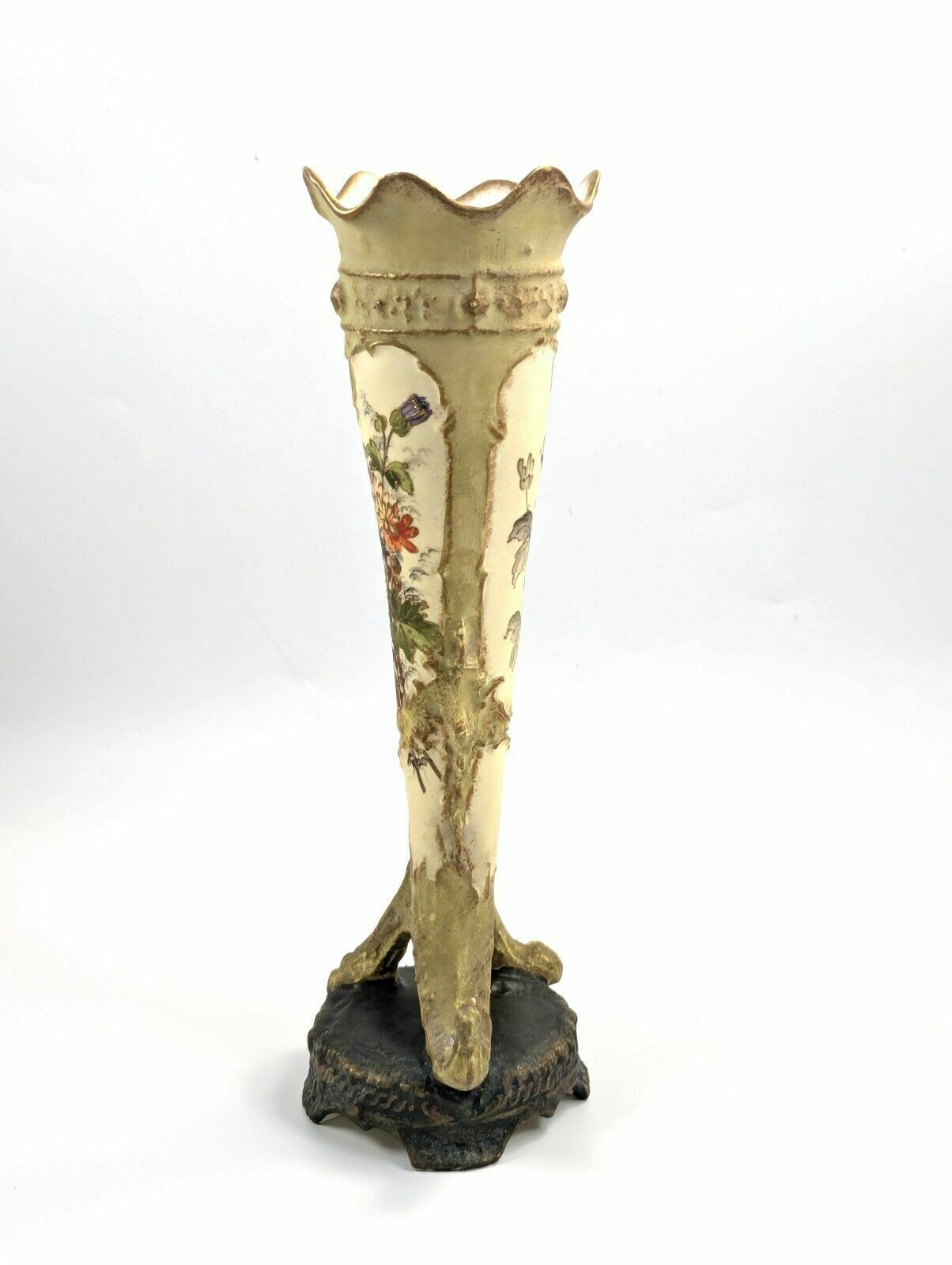 Antique Ernst Wahliss Porcelain Cornucopia Vase, C. 1897. photo furniture