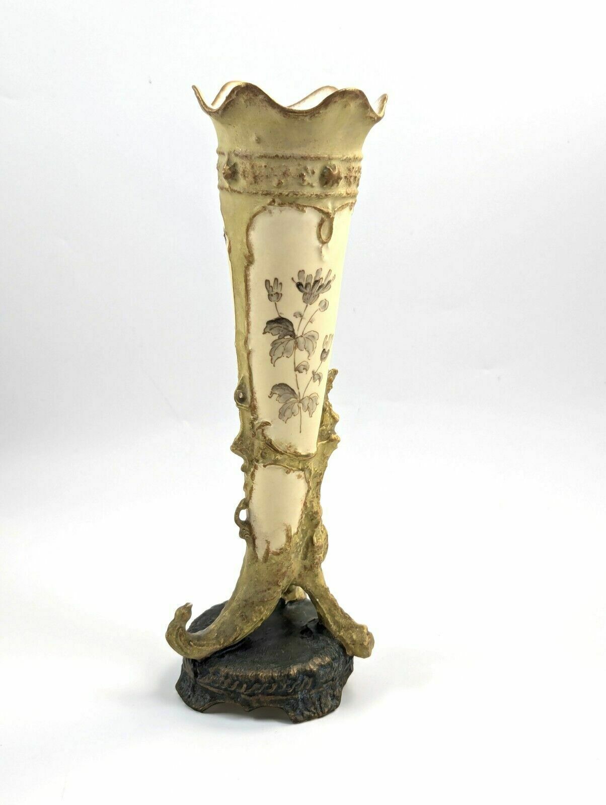 Antique Ernst Wahliss Porcelain Cornucopia Vase, C. 1897. photo for sale