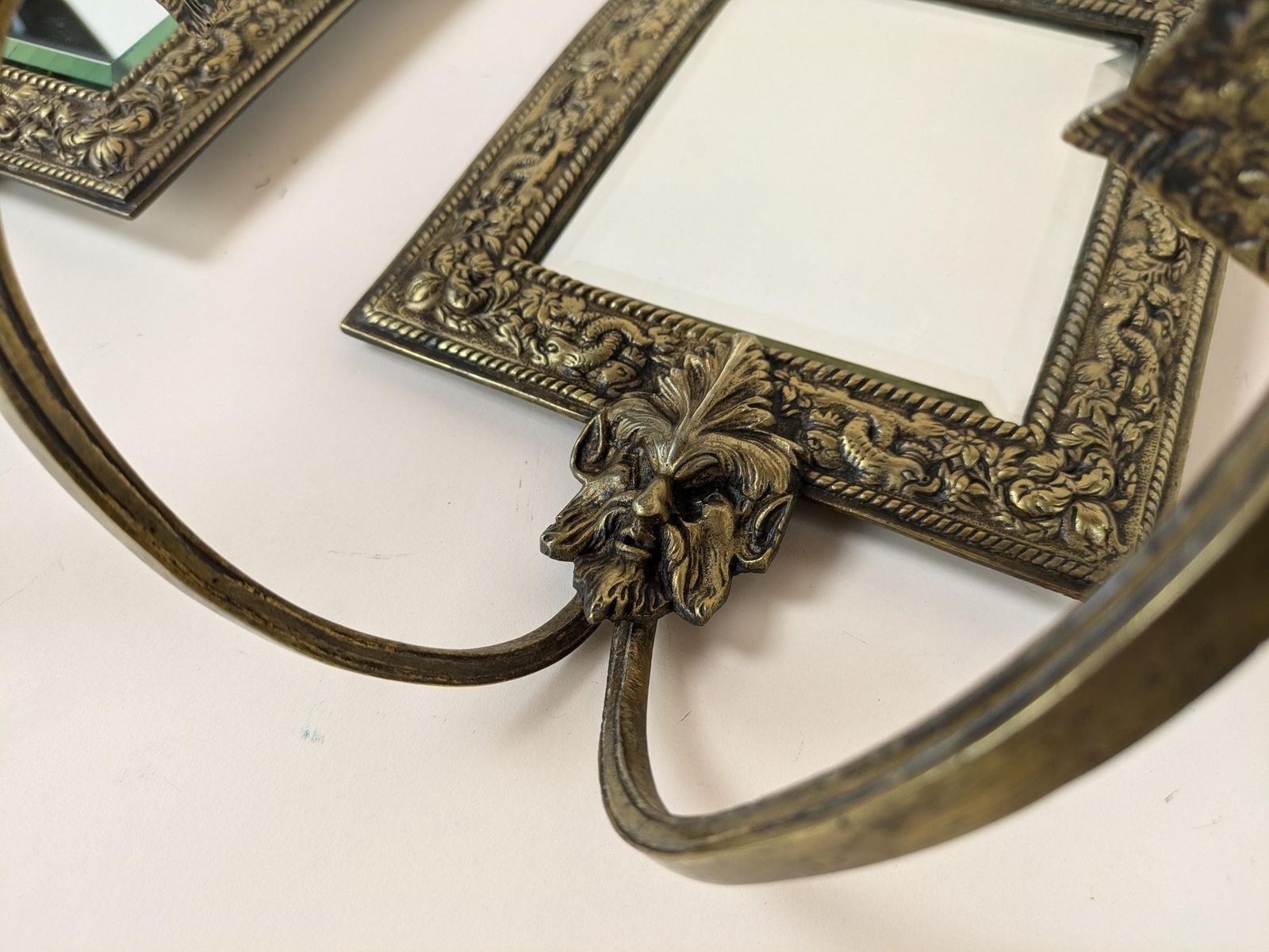 photo furniture Antique French Bronze Beveled Mirror Wall Hanging Sconce Candle Candlestick Light Fixtures, Original Home Lighting