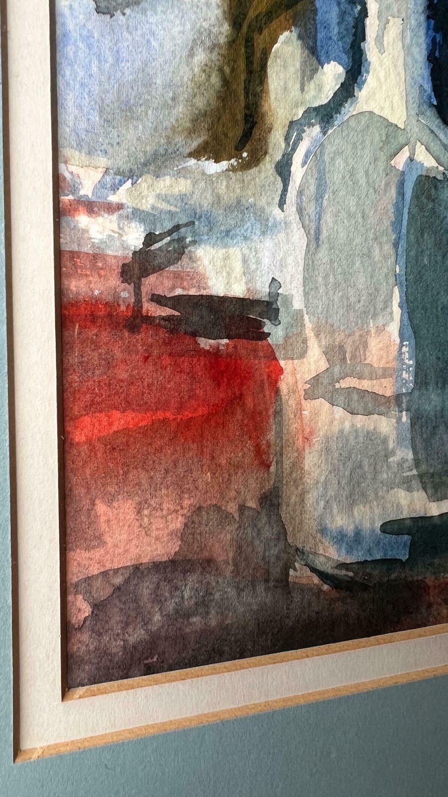 Original Mid Century Watercolour Still Life Floral Painting   The Blue Vase photo 119.0