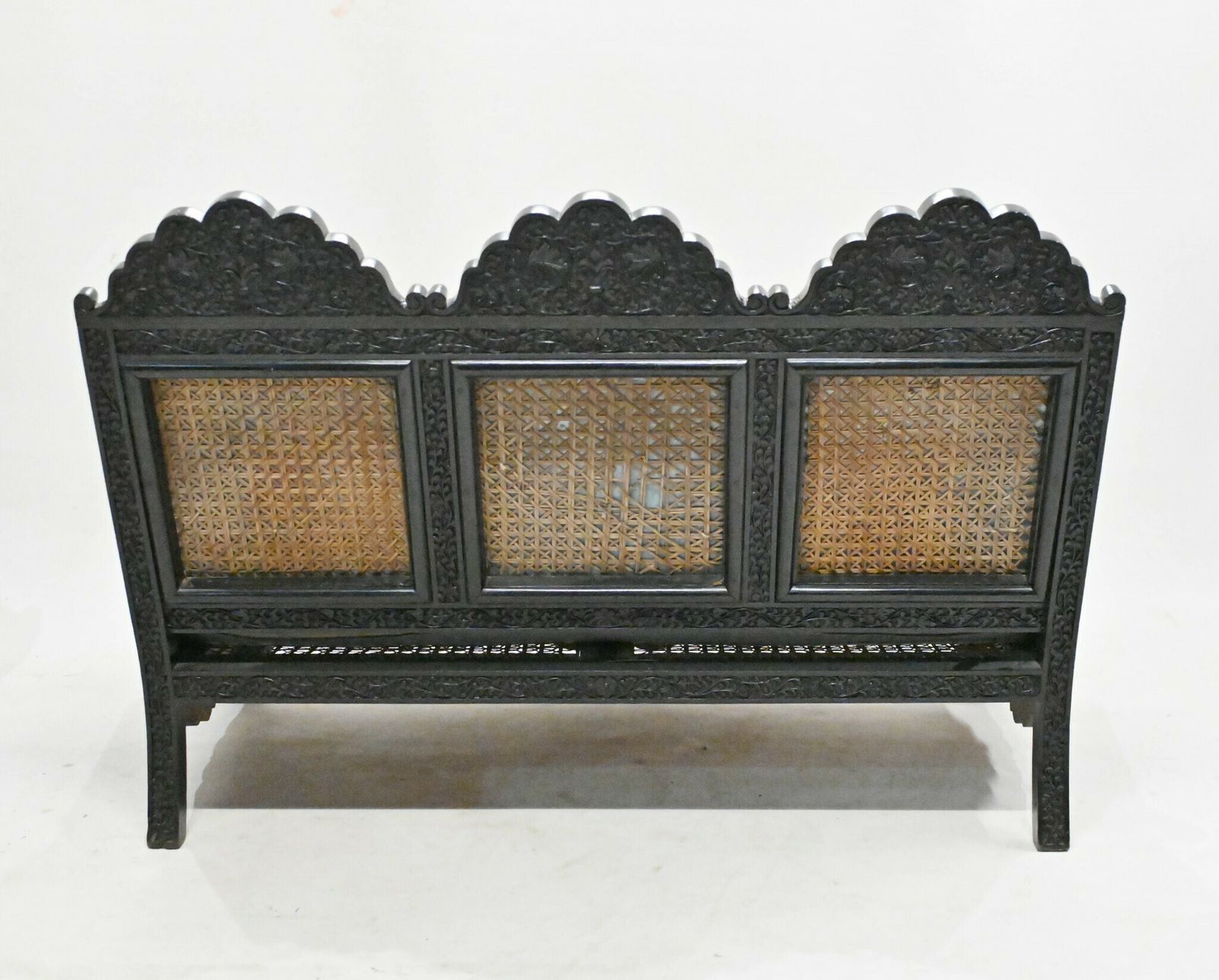 Colonial Settee Arm Chairs Antique India 3 Piece Suite Padauk Wood photo vinterior