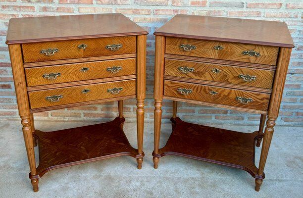 Late 20th Century Bedside Tables Or Nightstands With Three Drawers And Open Shelf, 1980s, Set Of 2 photo 2174.0