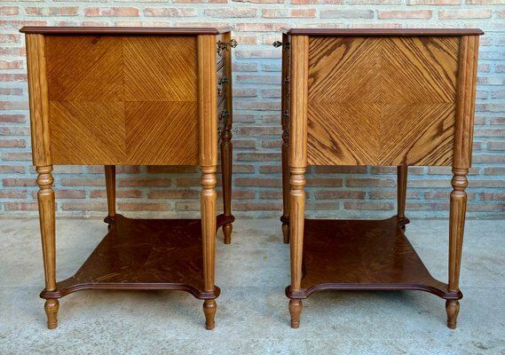 Furniture Late 20th Century Bedside Tables Or Nightstands With Three Drawers And Open Shelf, 1980s, Set Of 2 photo