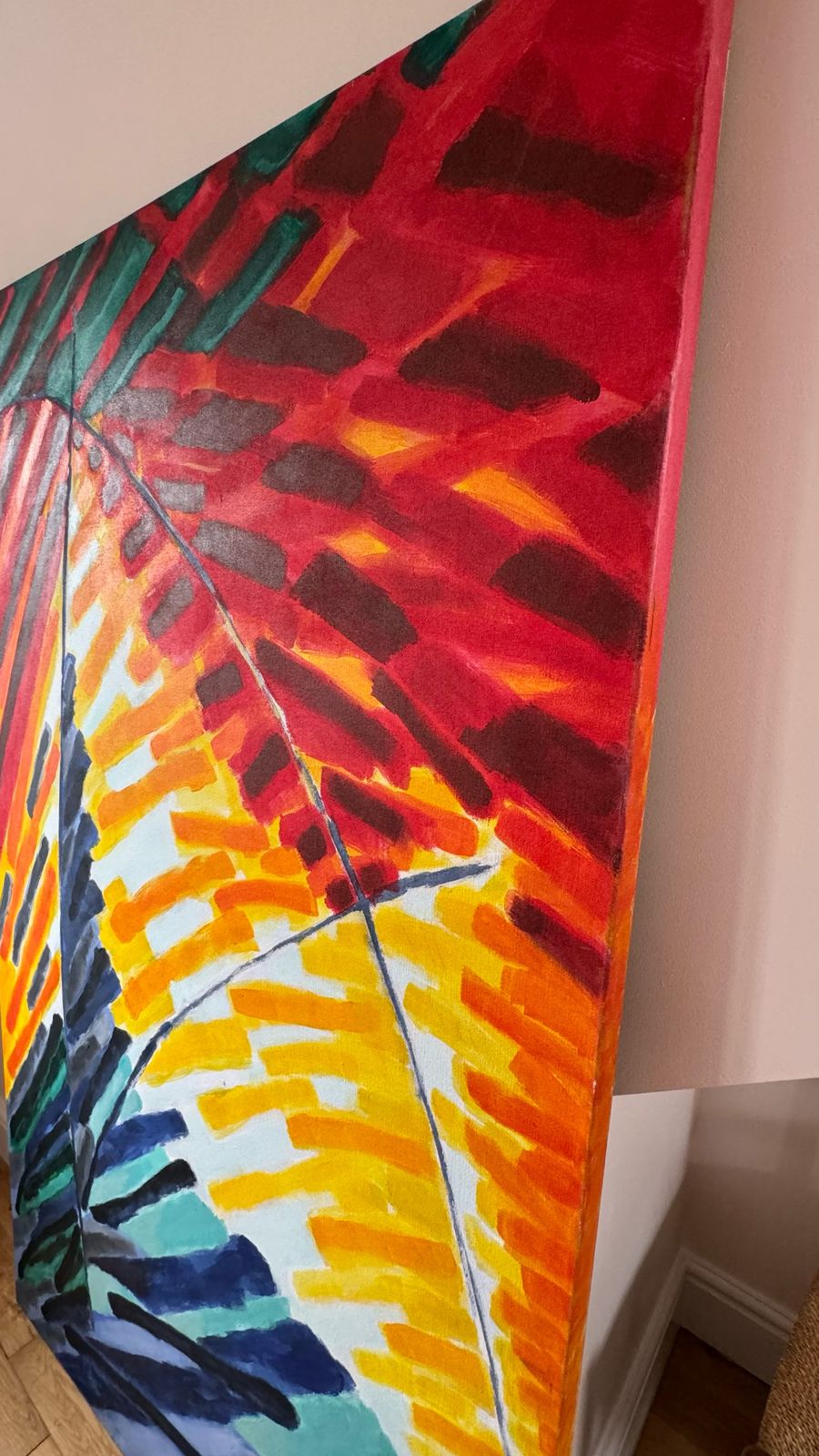 photo vintage Rare Large Striking Abstract Painting "Night Trouble" By Sylvia Guirey 1983