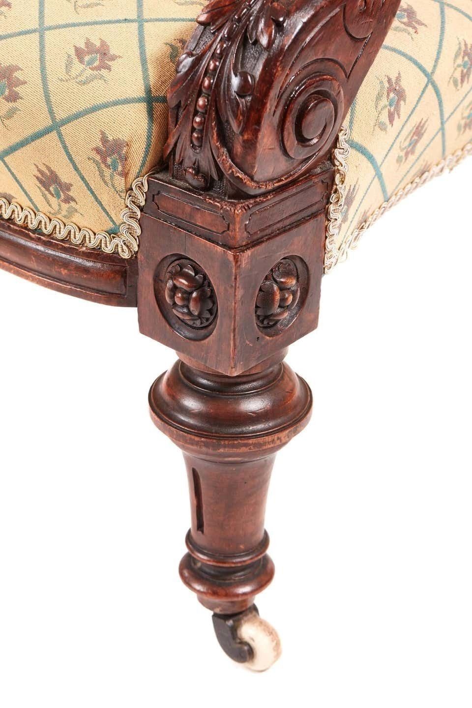 Victorian Carved Walnut Turned Leg Armchair photo buy