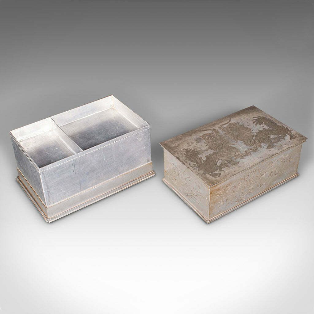 Vintage Hotel Tea Chest, Chinese, Pewter Alloy, Chá Caddy, Art Deco, Circa 1930 photo furniture