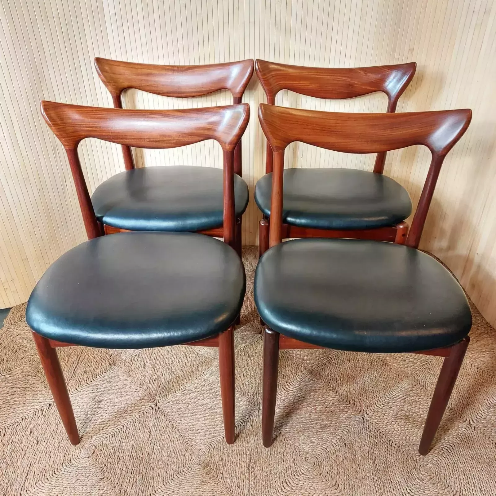 Beautiful Vintage Set 4 H W Klein Bramin Danish Teak Dining Chairs Reupholstered