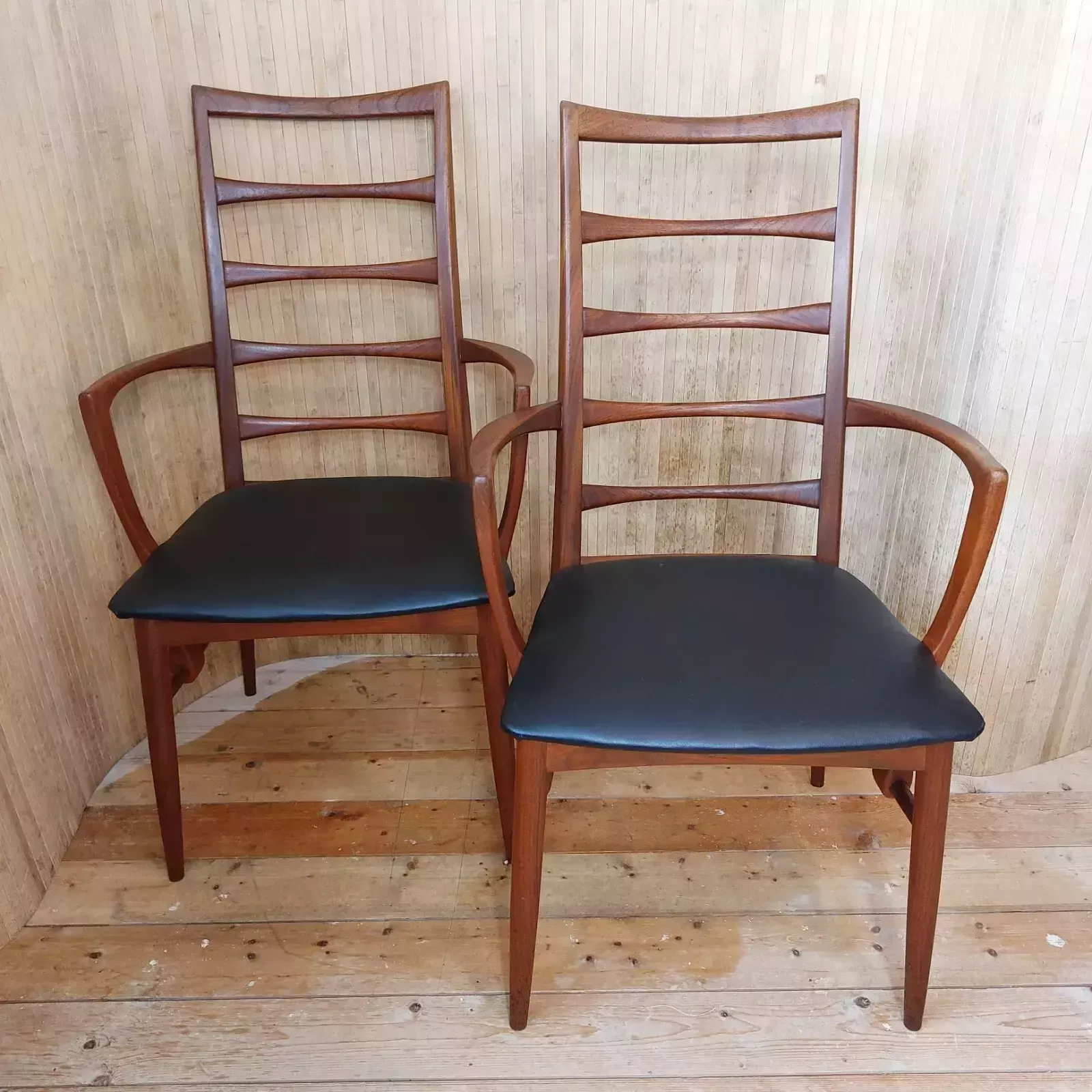Fab Mid Century Danish 1960s Niels Koefoed Hornslet Lis Teak Chairs  2 Available photo vintage