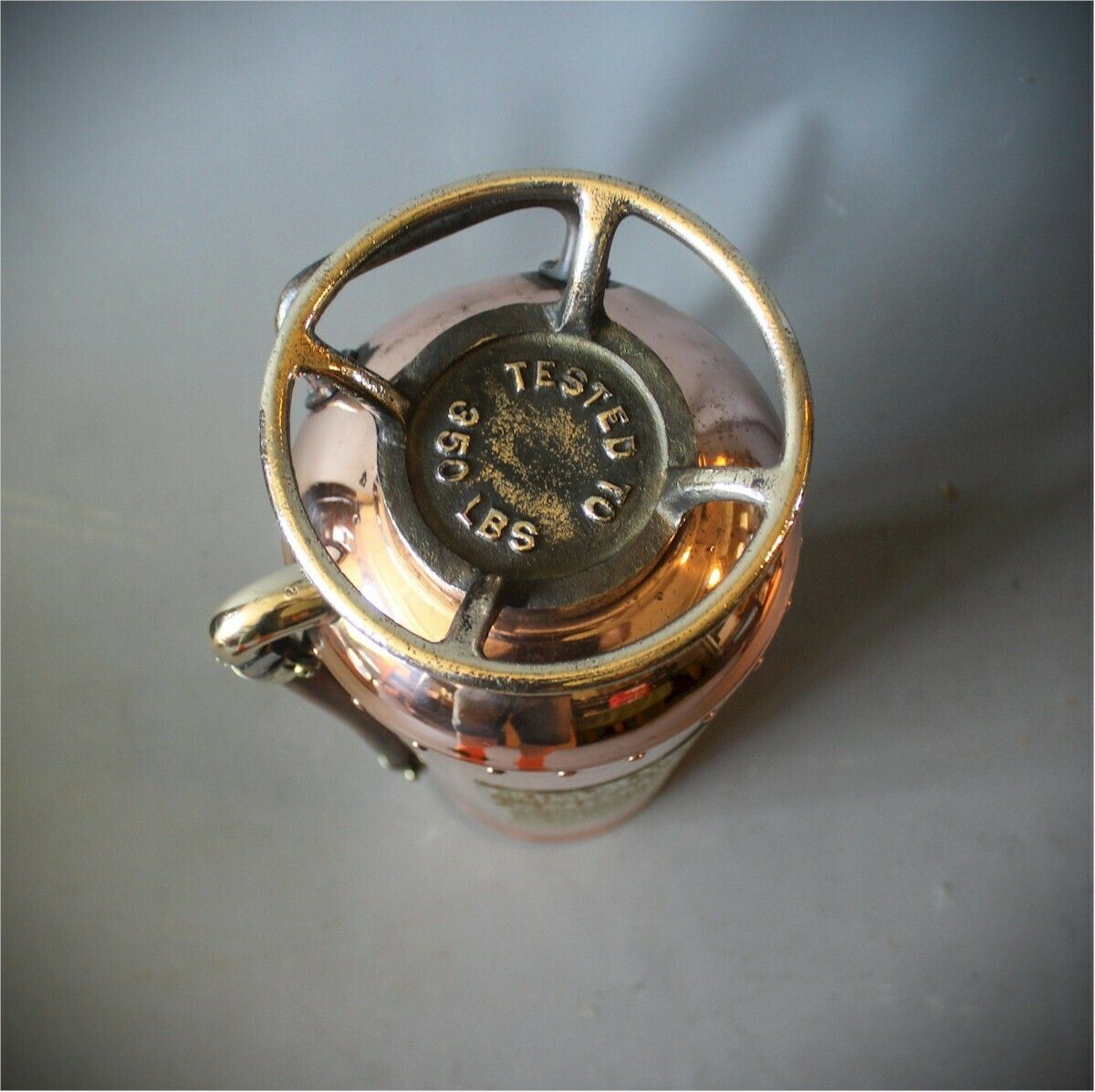 American Polished Brass Fire Extinguisher 1920's photo 380.0