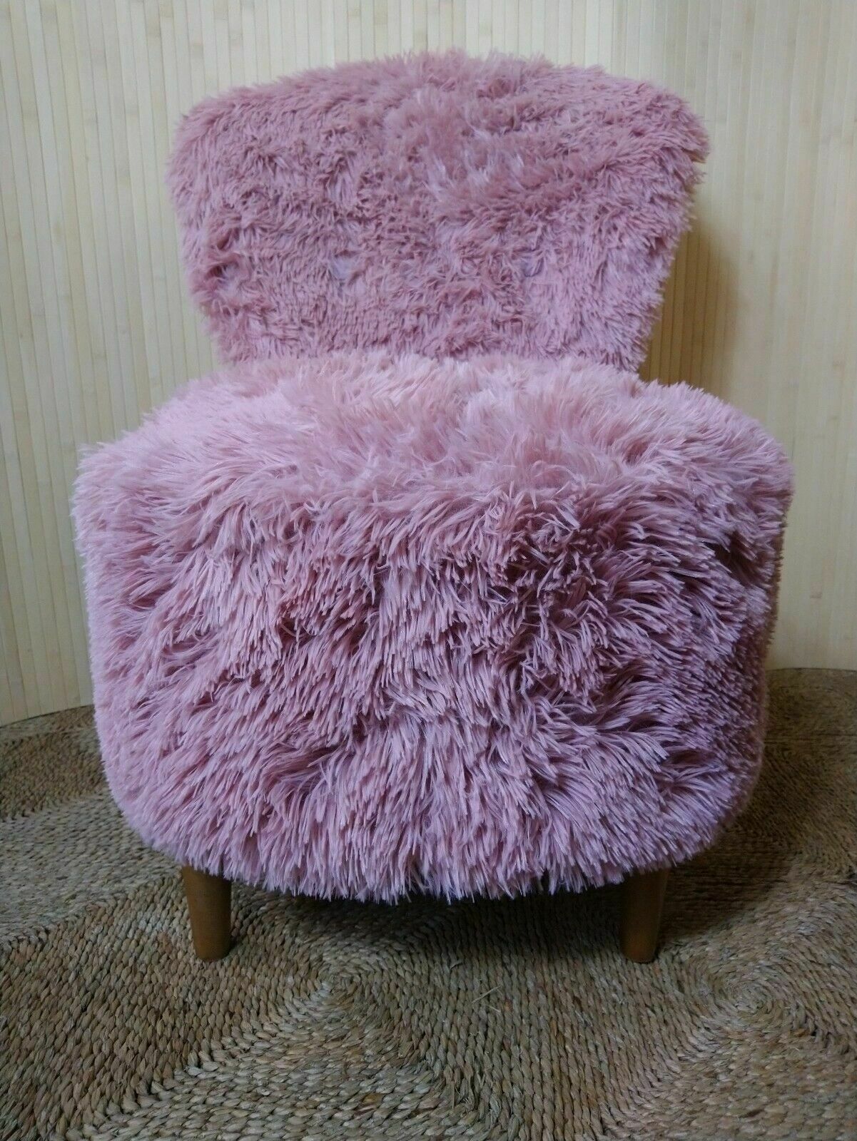 Fab Vintage Retro Mid Century Petite Pink Furry Cocktail Bedroom Tub Chair photo furniture