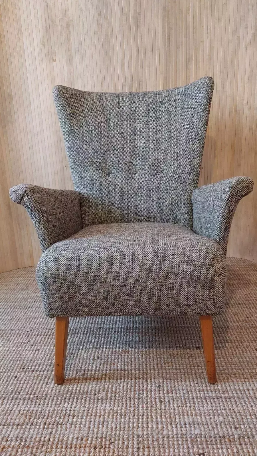 Fab Vintage Mid Century 1960s Petite Lounge Armchair Multicolour Basketweave photo furniture
