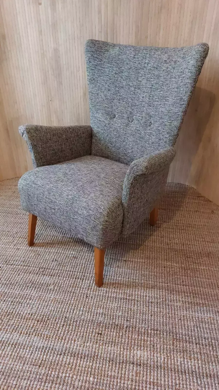 Fab Vintage Mid Century 1960s Petite Lounge Armchair Multicolour Basketweave photo vintage
