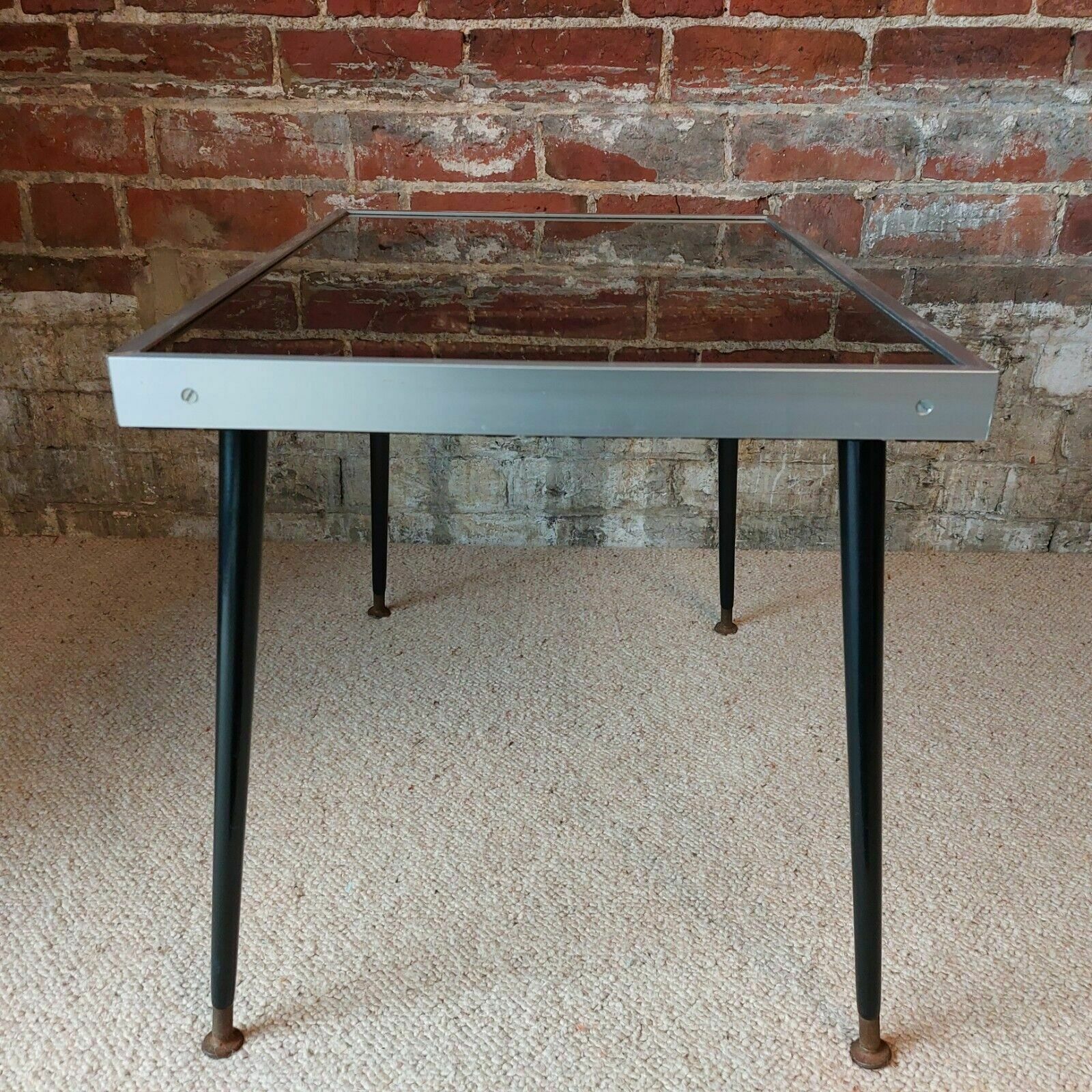 Fab Vintage Retro Metallic String Art Glass Top Occasional Side Coffee Table photo vintage