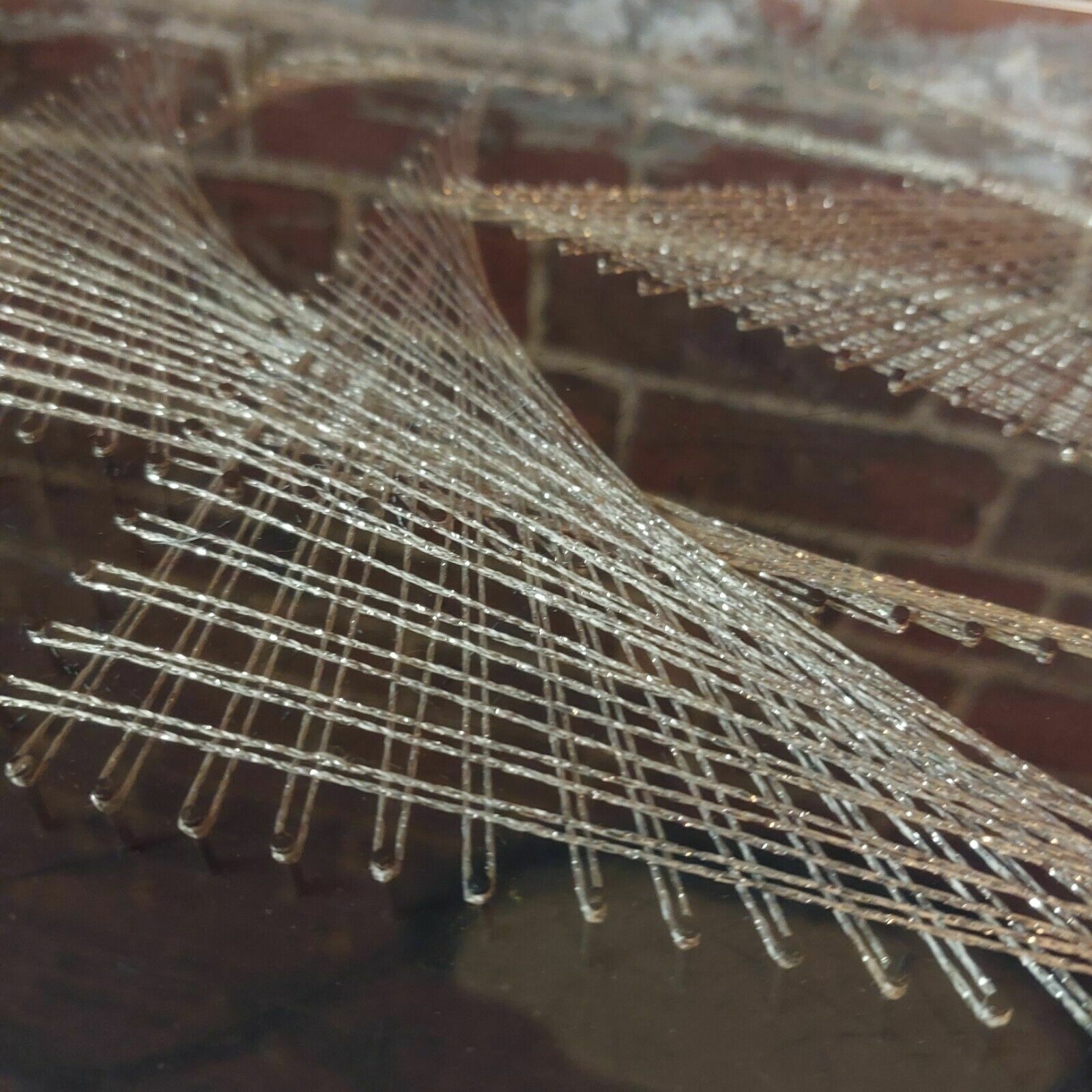 photo vinterior Fab Vintage Retro Metallic String Art Glass Top Occasional Side Coffee Table
