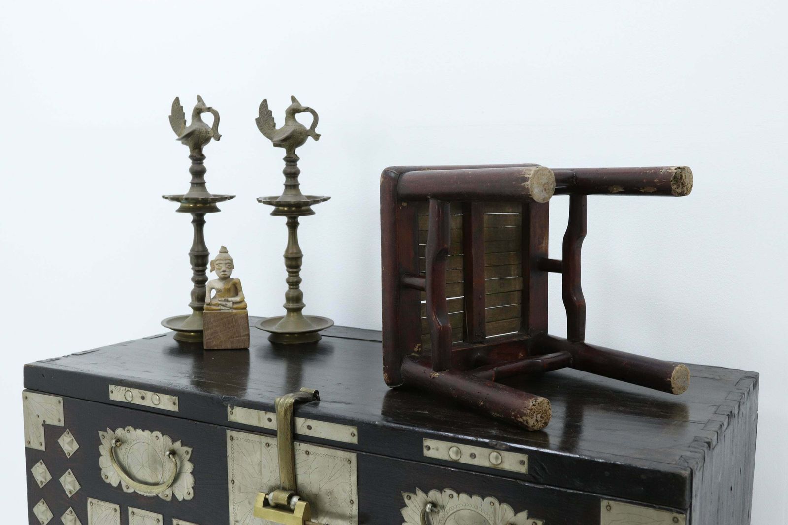 Small Chinese Wooden Stool With Bamboo Seat   C19th (4) photo Furniture