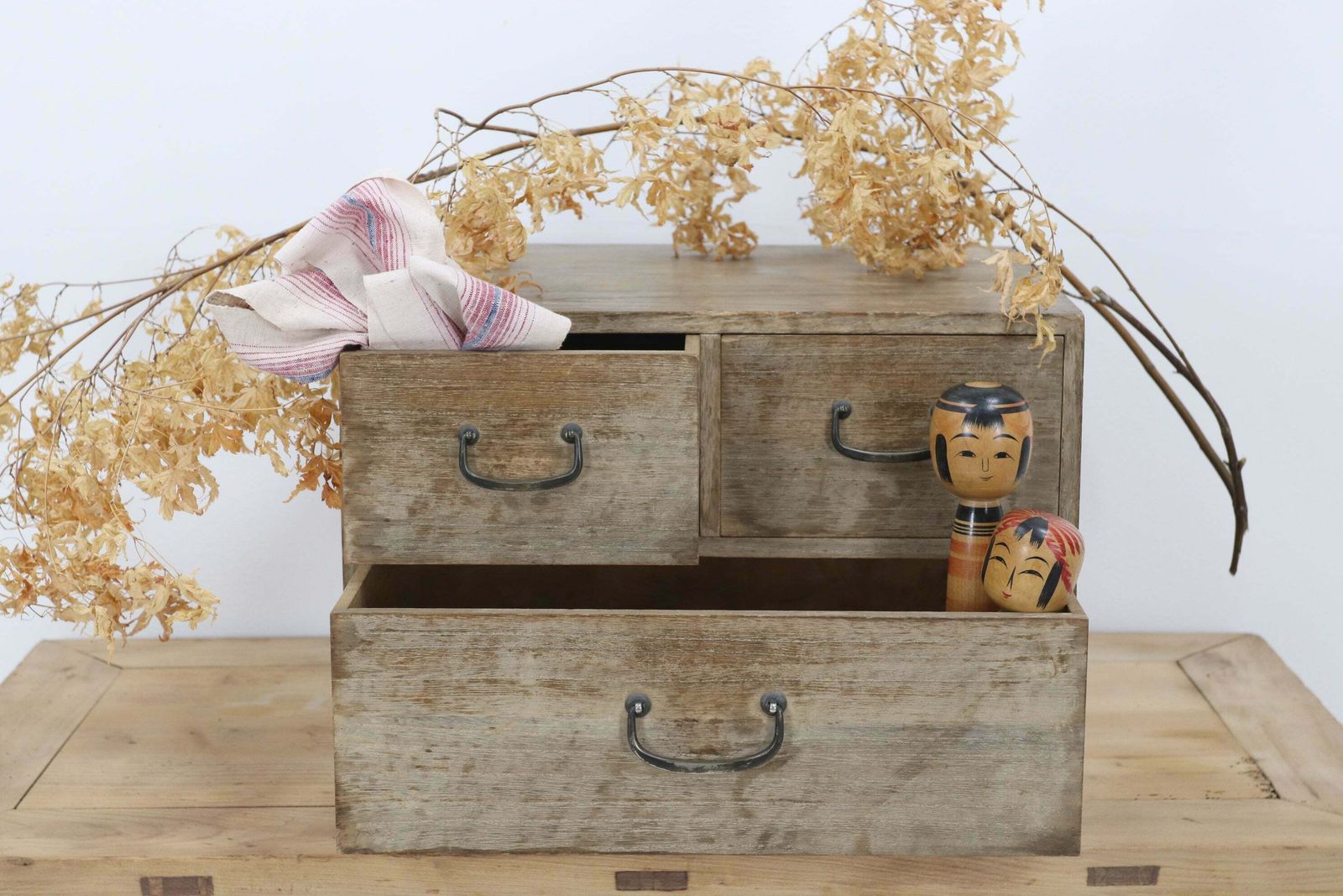 Japanese Isho Dansu Bedside Tansu Made From Paulownia