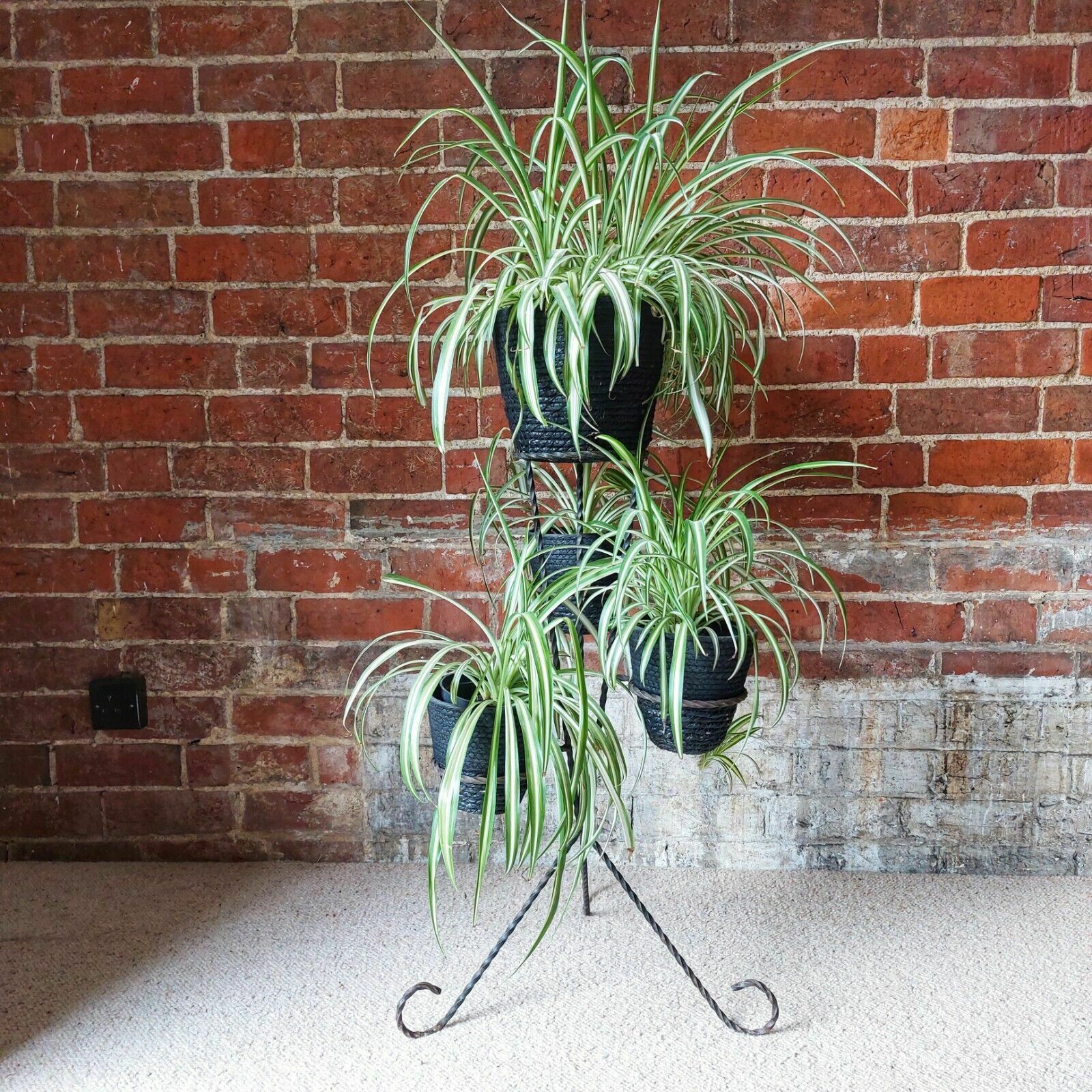 Fab Vintage Retro Mid Century 50s 60s French Wrought Iron Multi Pot Plant Stand