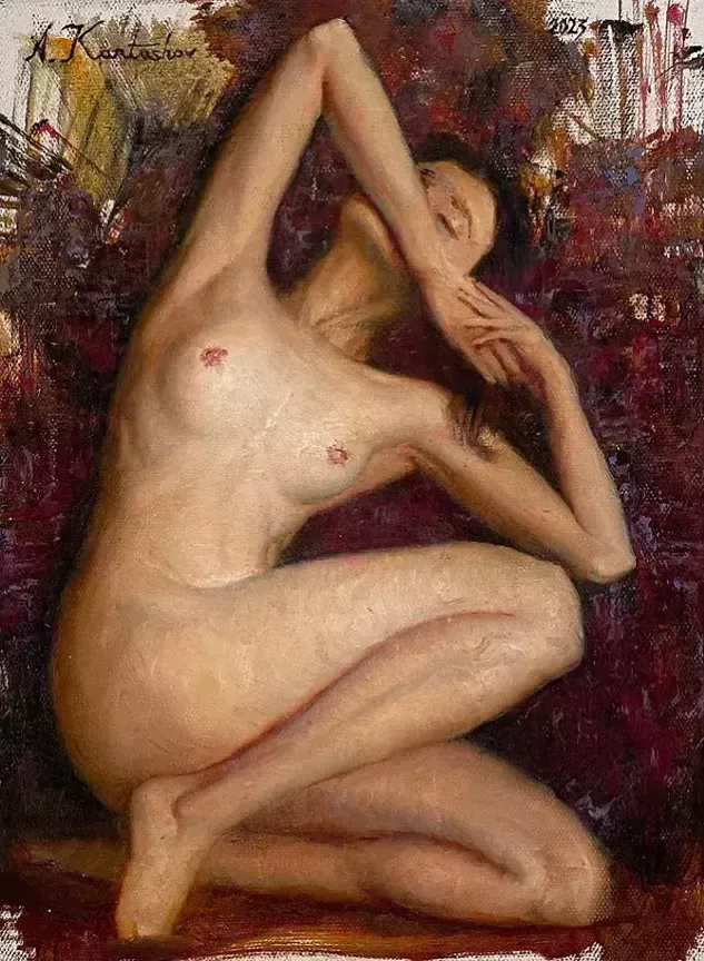 Giclée Print On Canvas, Naked Triangle, 2023, By Kartashov Andrey, Russia, 21st Century. 1 Of 50 Limited Prints. photo for sale