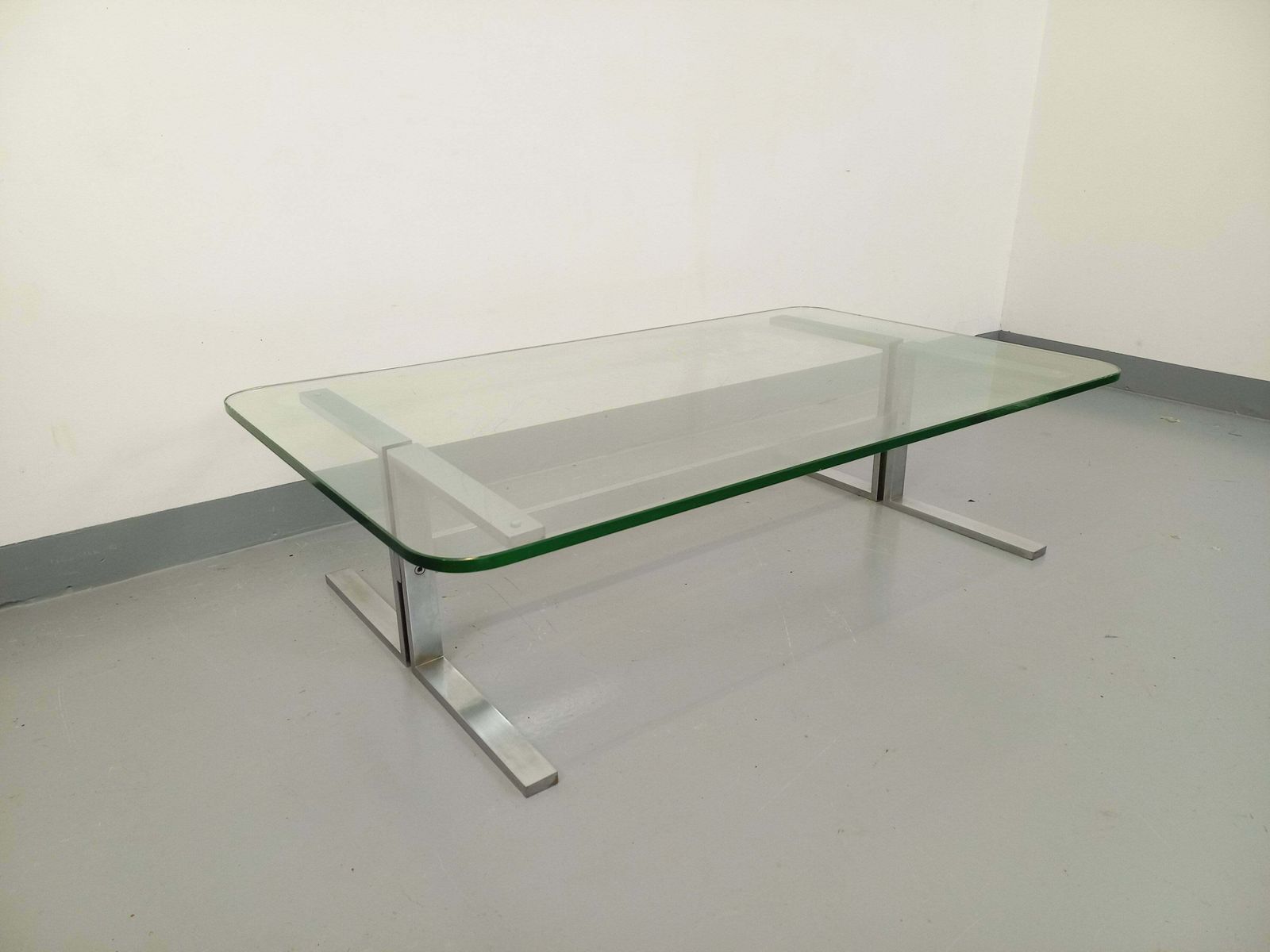 Rectangular Coffee Table In Cast Aluminium And Transparent Glass