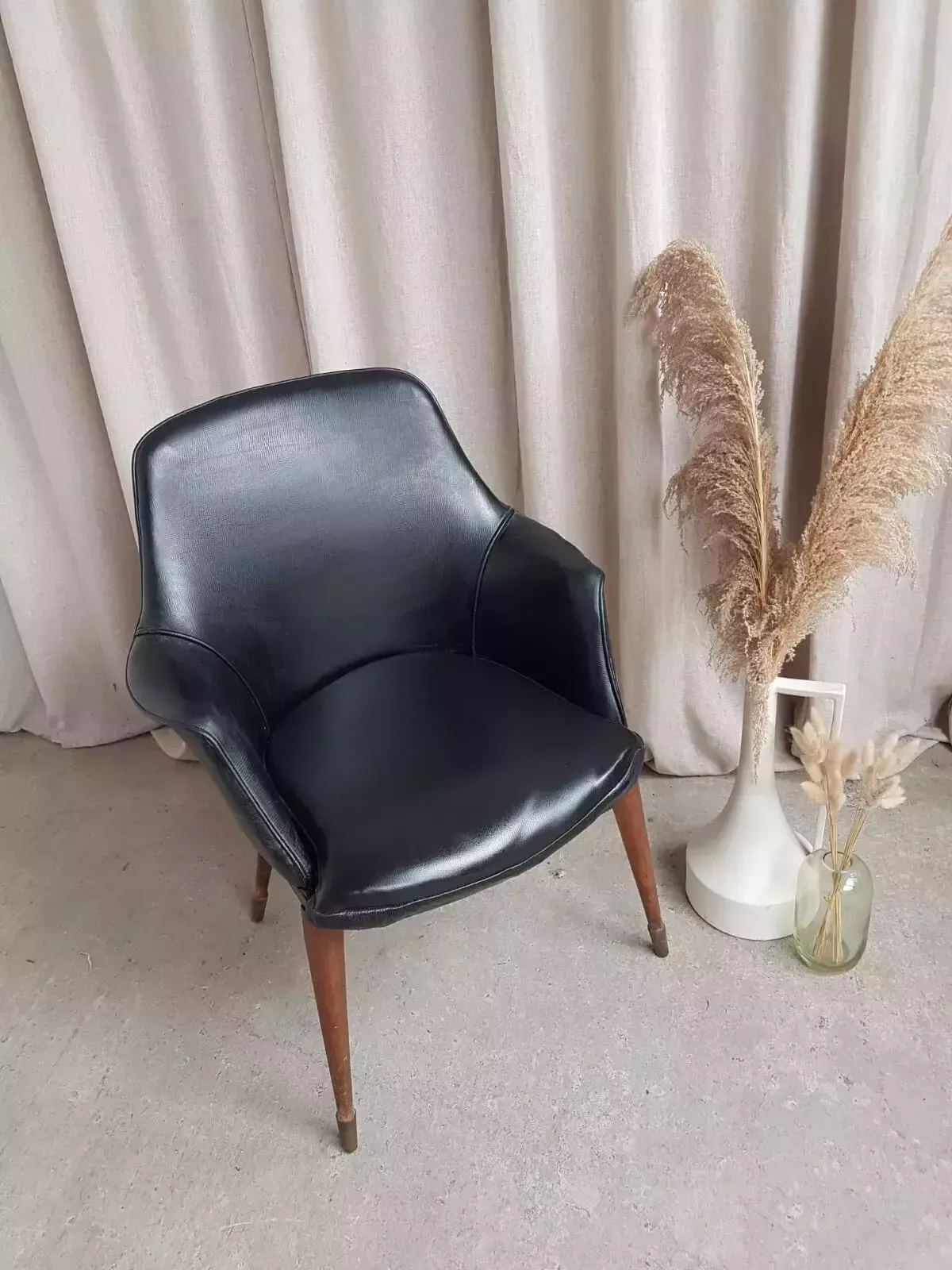 Vtg Mid Century Vinyl Leather Cocktail Chair Retro Danish Italian Design R536 photo Furniture