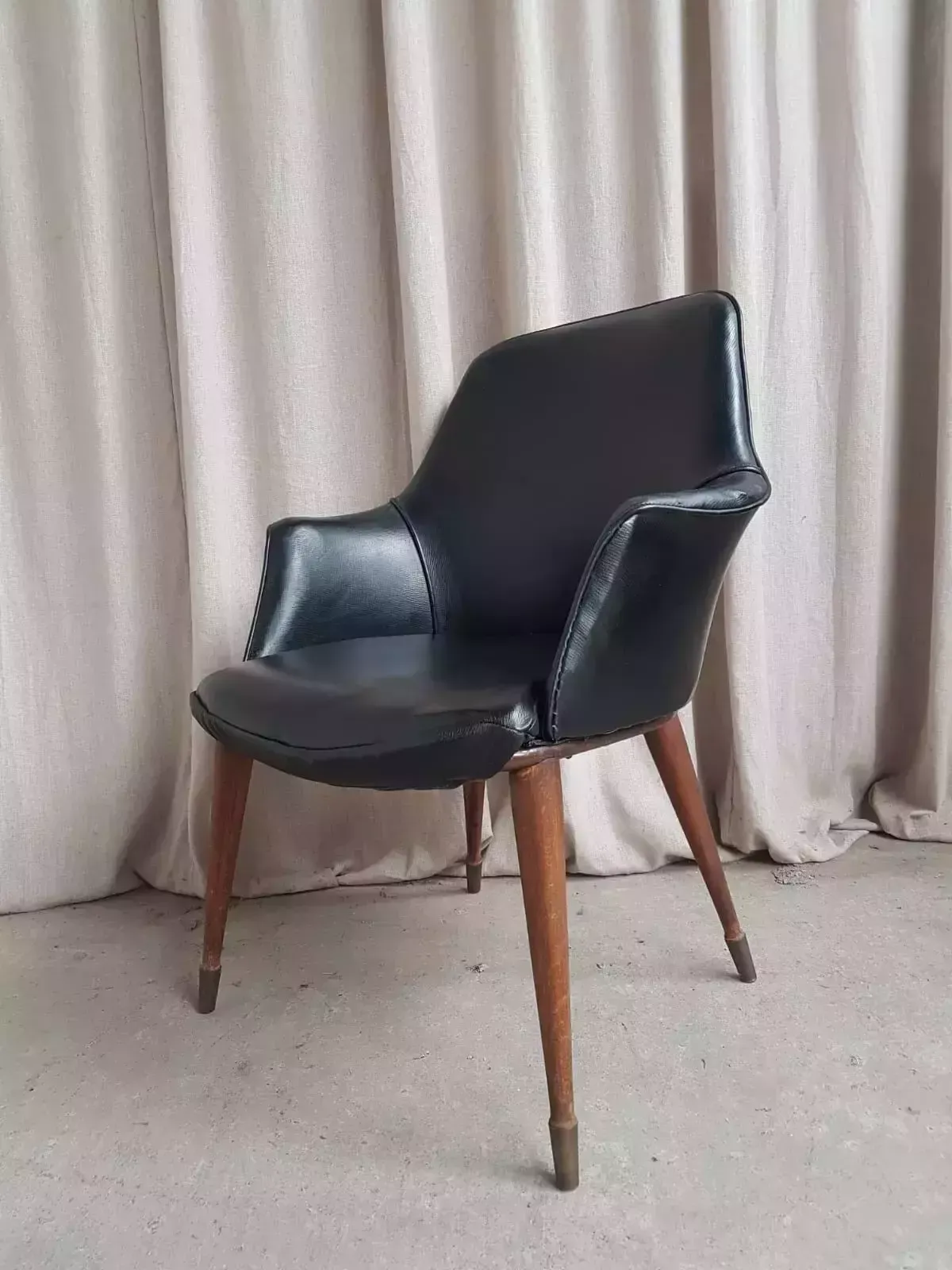 Vtg Mid Century Vinyl Leather Cocktail Chair Retro Danish Italian Design R536 photo buy