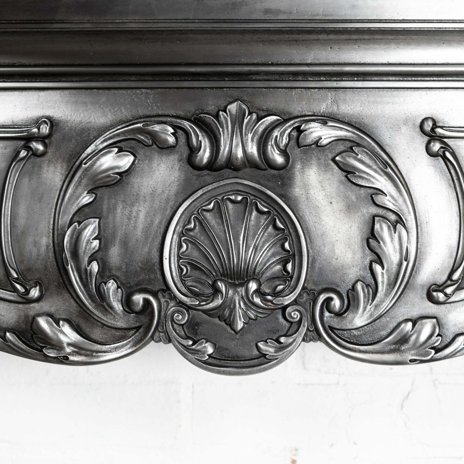Antique Art Nouveau Ornate Polished Cast Iron Fireplace Surround photo furniture