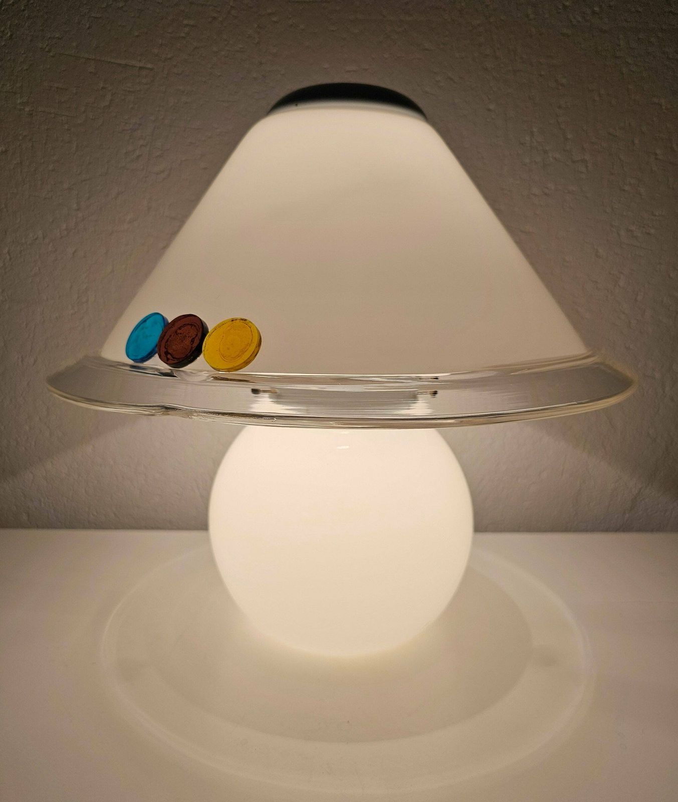 Mid Century Modern Murano Glass Mushroom Shaped Table Lamp // Made In Italy In 1970s