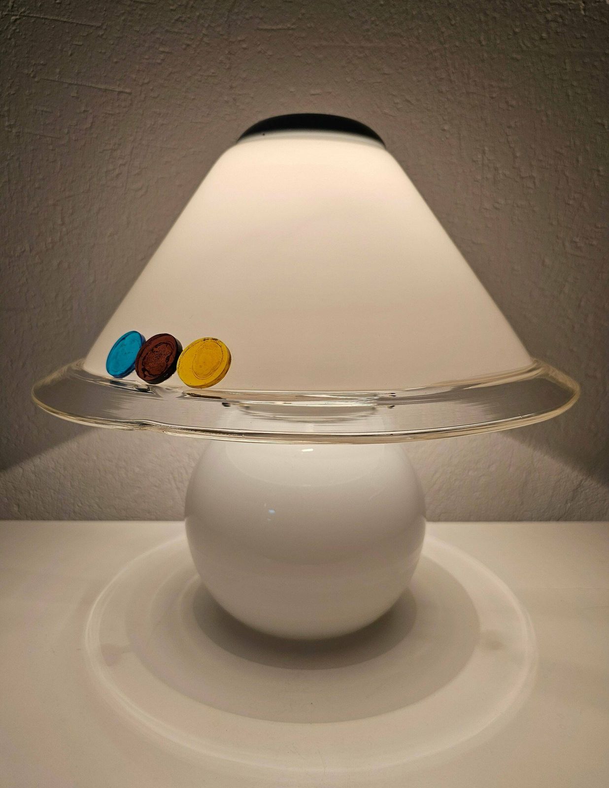 Mid Century Modern Murano Glass Mushroom Shaped Table Lamp // Made In Italy In 1970s photo for sale