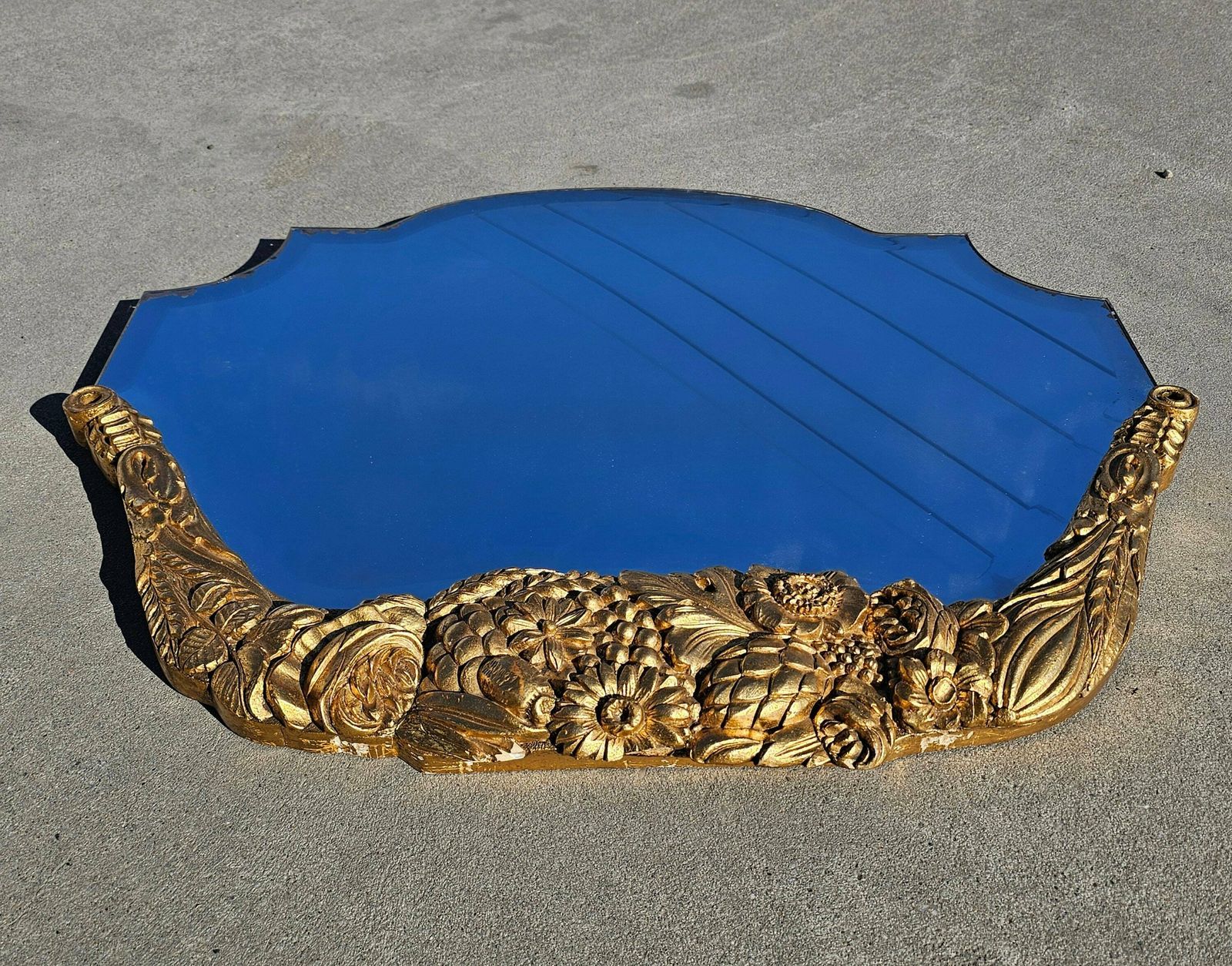 Antique French Floral Mirror With Floral Gilt Wood Hand Carved Frame // Made In France In 19th Century photo 1000.0