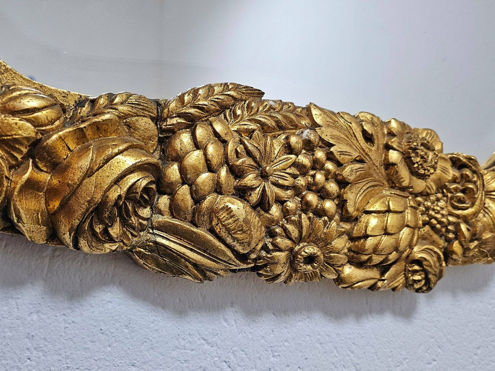 Antique French Floral Mirror With Floral Gilt Wood Hand Carved Frame // Made In France In 19th Century photo buy