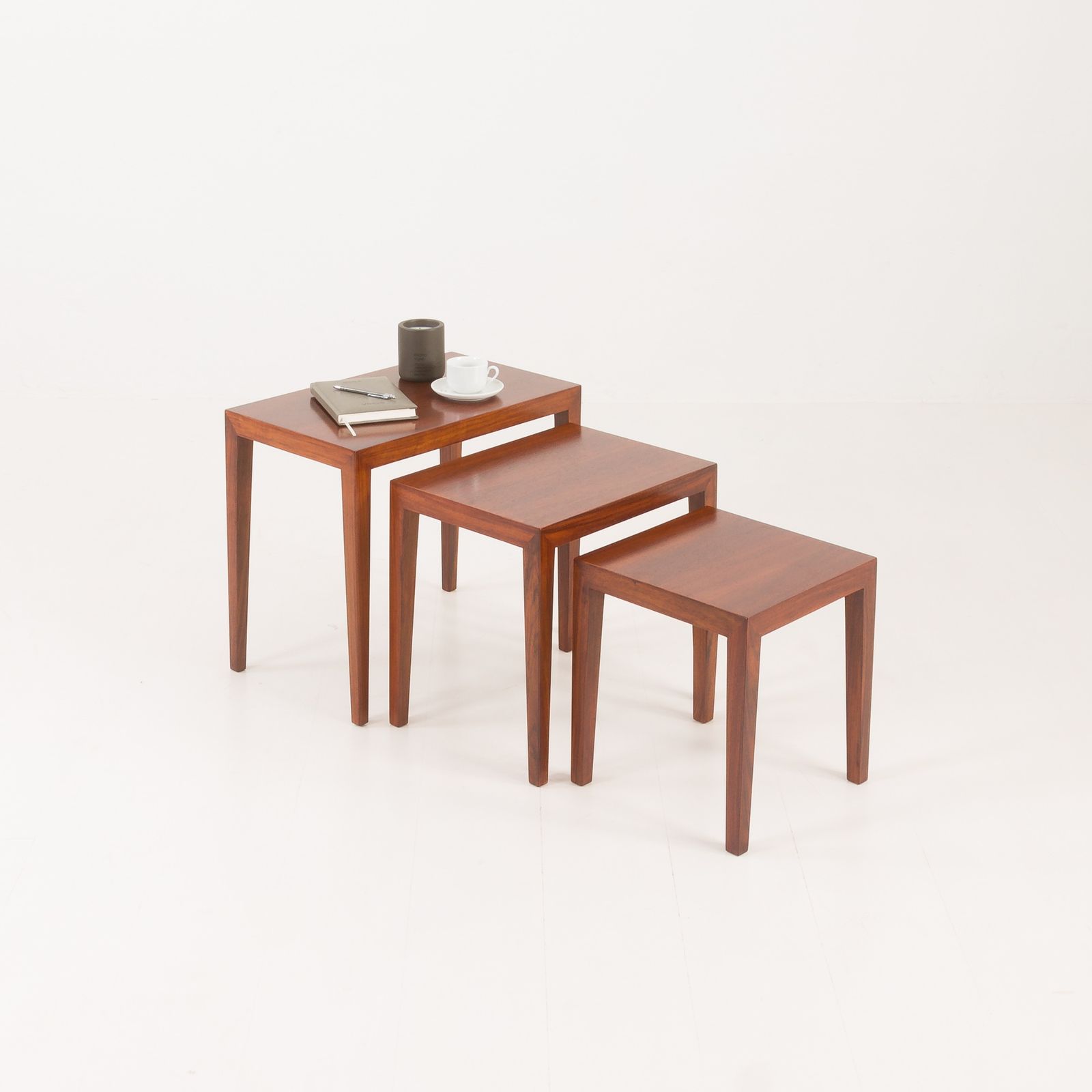Severin Hansen Rosewood Nesting Tables, Haslev, Denmark, 1960s. Set Of 3