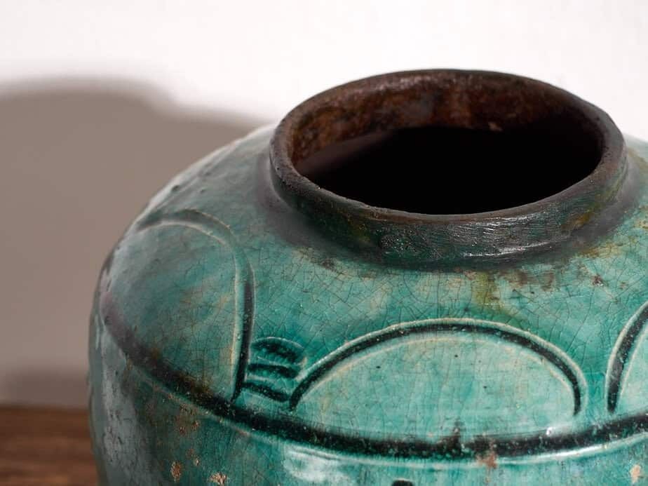 Chinese Antique Emerald Green Ceramic Vase (C.1820) #7 photo vinterior