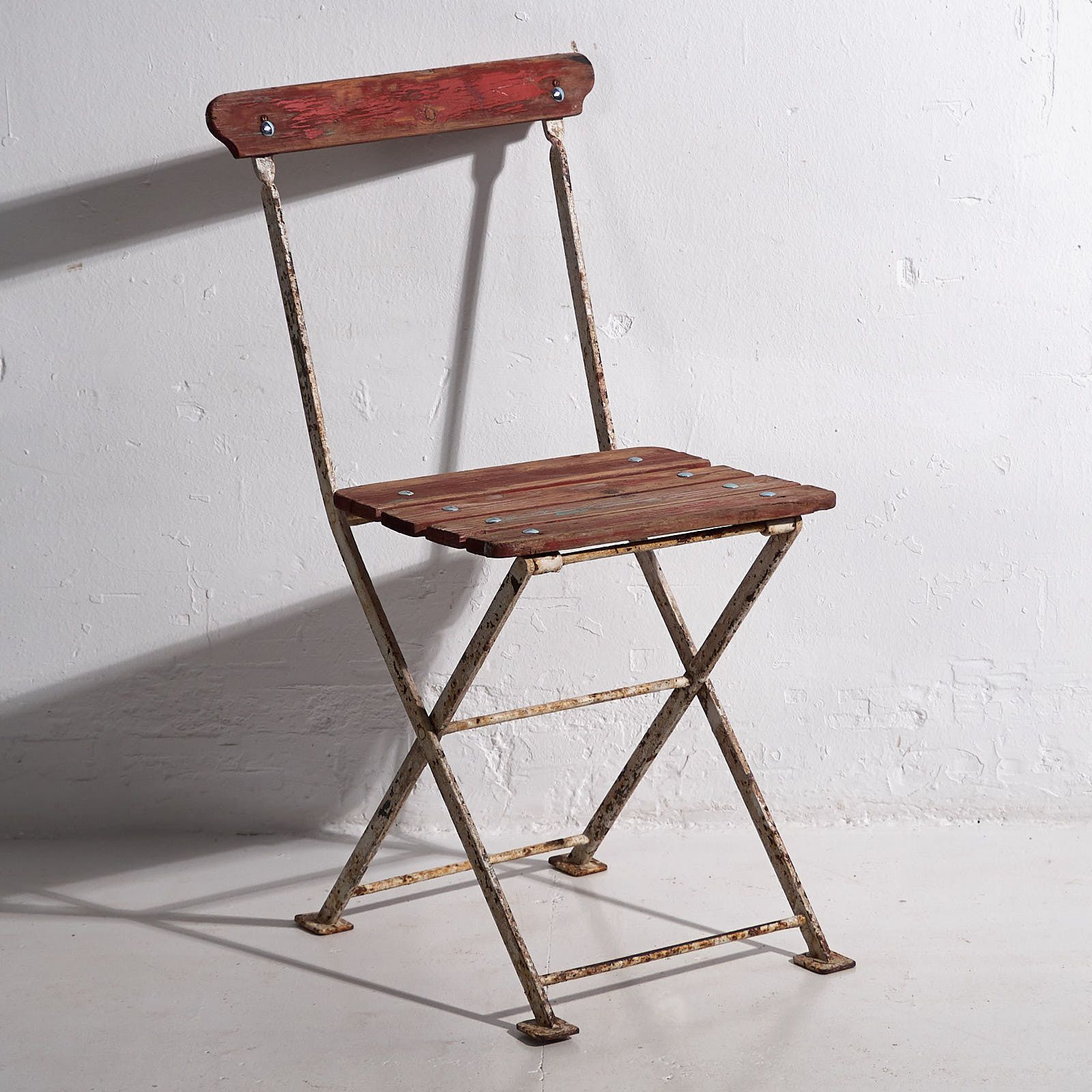 Antique Red Garden Folding Chairs (C.1920). Set Of 4 Pieces photo buy