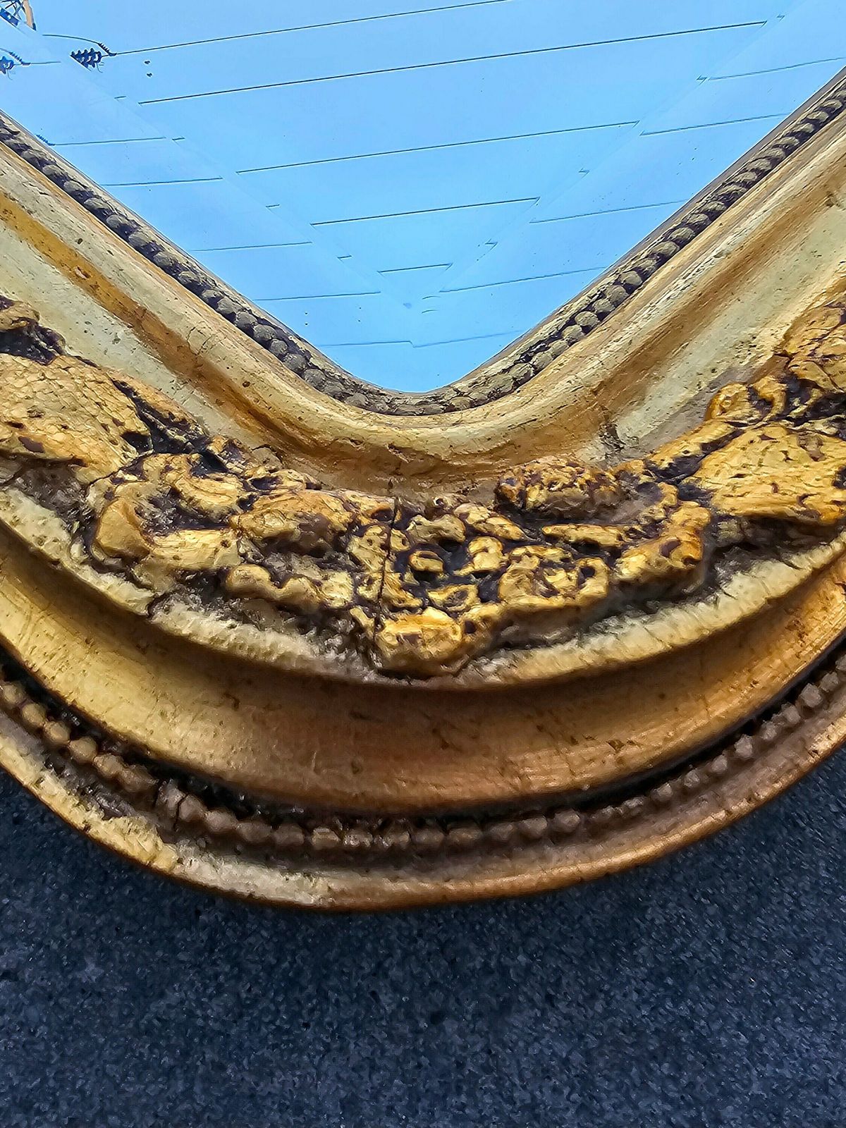 Large And Rare Biedermeier Gold Plated Mirror // Antique Gilt Wood Mirror // Made In Austria Cca. 1840s photo 1300.0