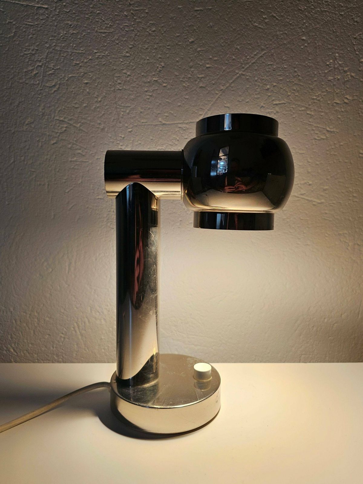 Small Space Age Table Lamp Done In Chrome With Revolving Shade // Made In Italy In 1970s photo furniture