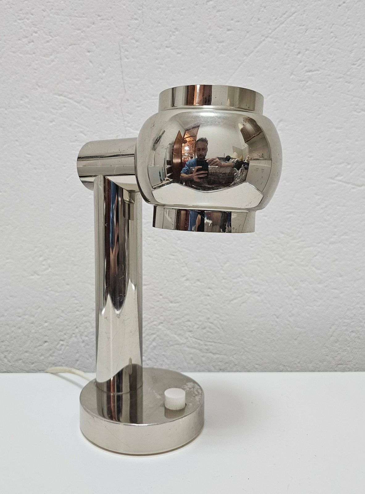photo furniture Small Space Age Table Lamp Done In Chrome With Revolving Shade // Made In Italy In 1970s