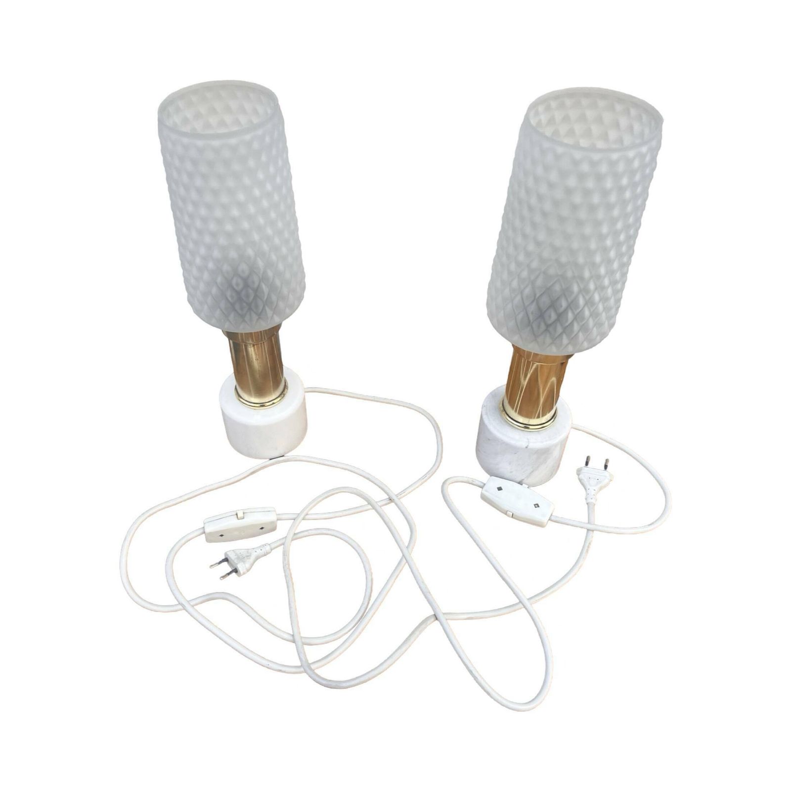 A Pair Of Bedside Lamps With A Marble Base, Veb Narva Leuchtenbau Lengefeld photo for sale